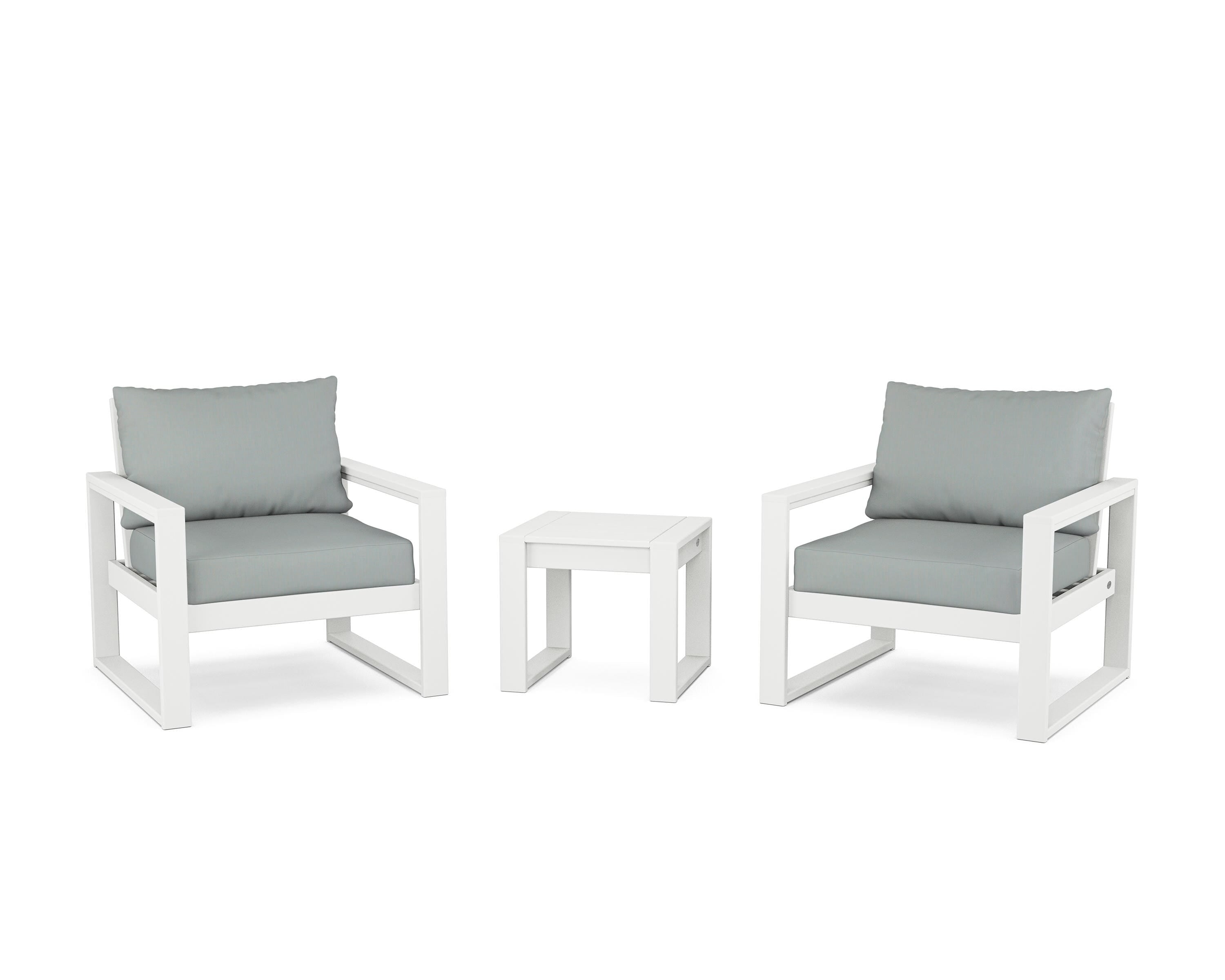 POLYWOOD® EDGE Sectional 3-Piece Deep Seating Set in White / Spa