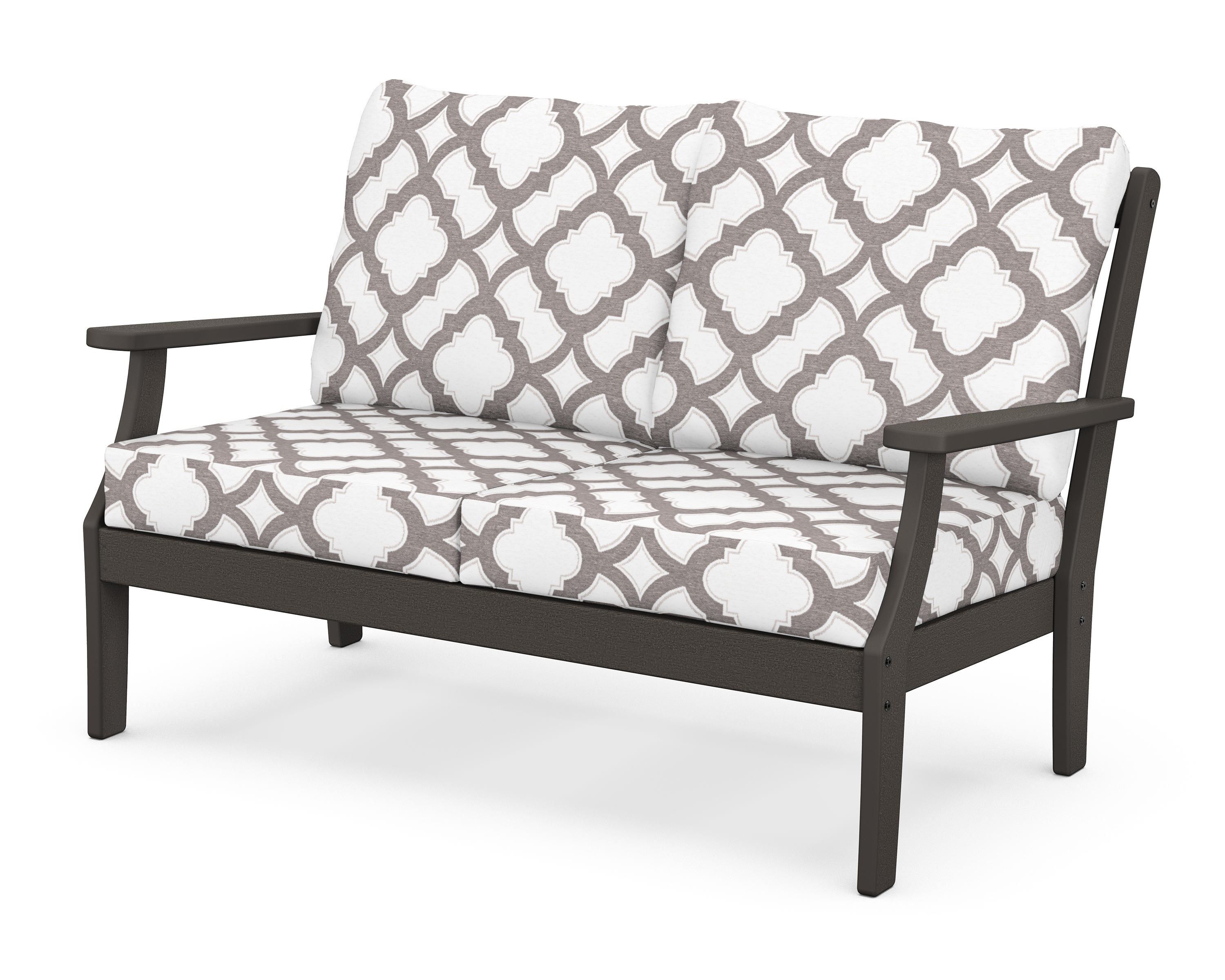POLYWOOD® Braxton Deep Seating Loveseat in Vintage Coffee / Trellis Grey Mist