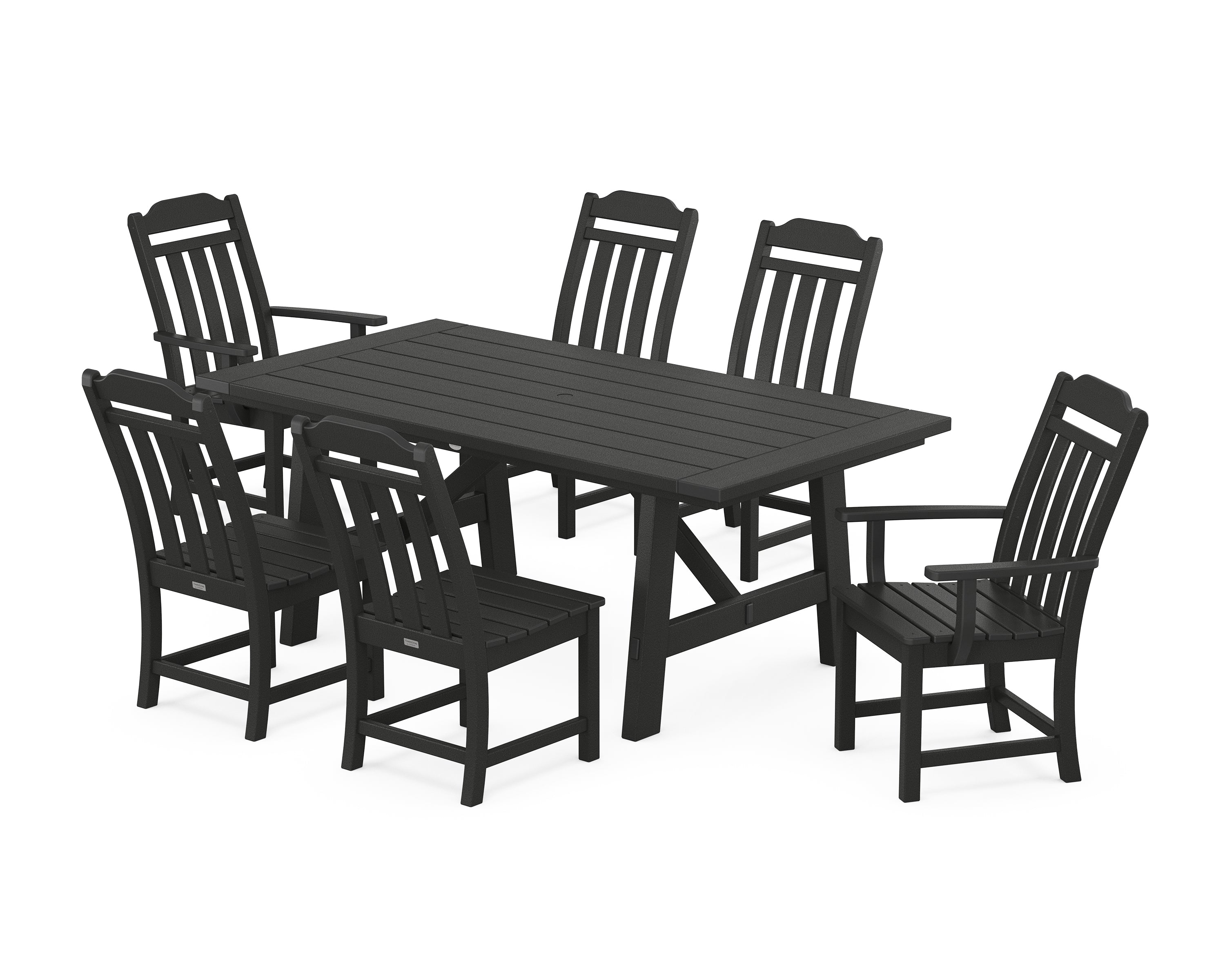 Country Living Cottage 7-Piece Rustic Farmhouse Dining Set in Black