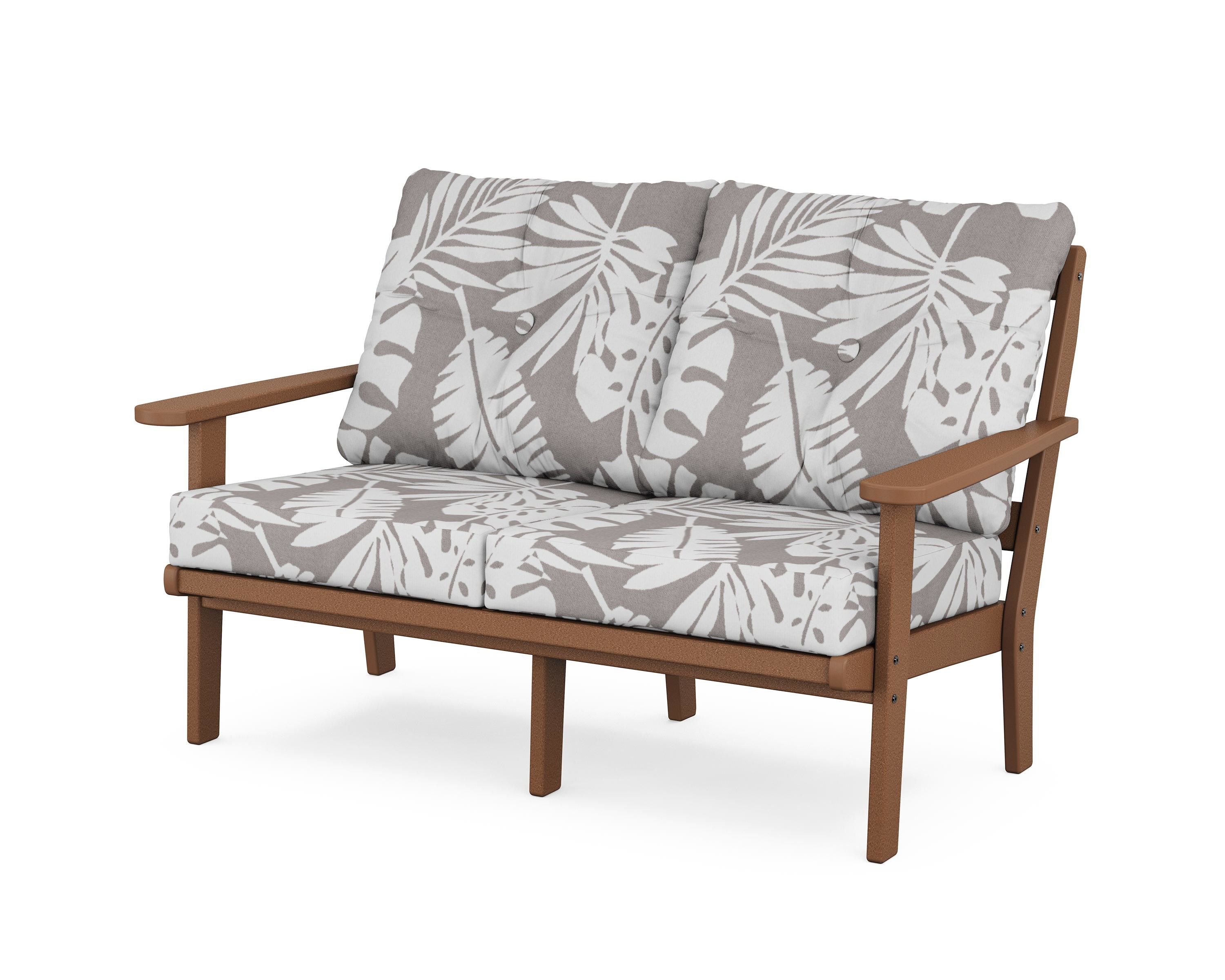 POLYWOOD® Mission Deep Seating Loveseat in Teak / Leaf Grey Mist