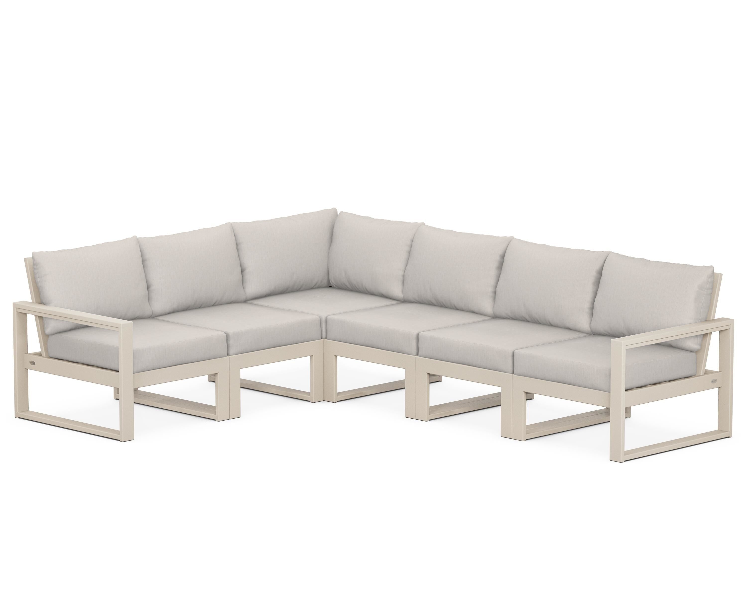 POLYWOOD® EDGE 6-Piece Modular Deep Seating Set in Sand / Cast Ash