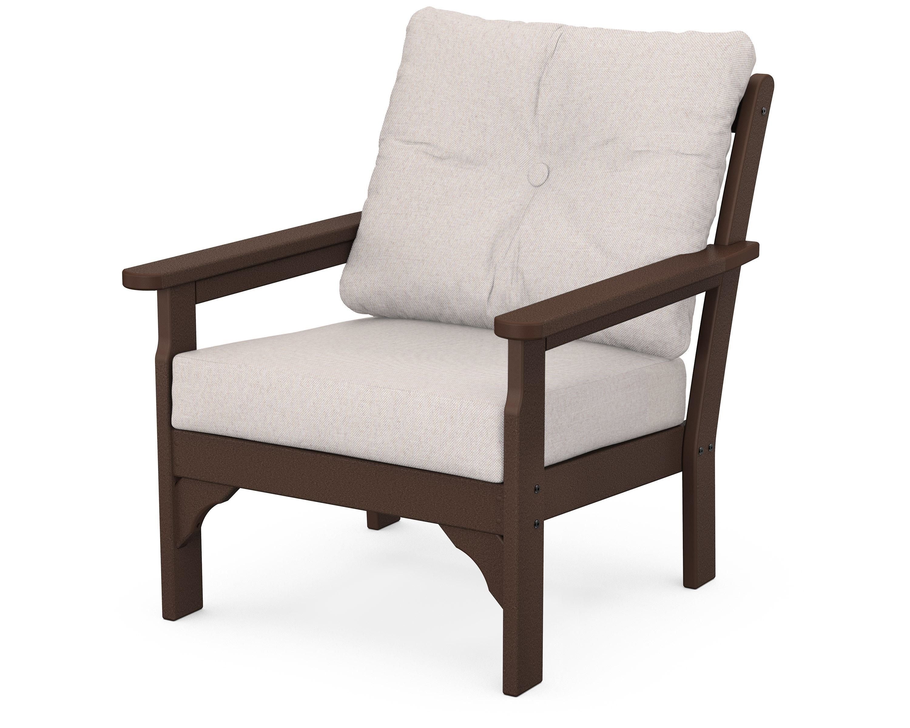 POLYWOOD® Vineyard Deep Seating Chair in Mahogany / Dune Burlap