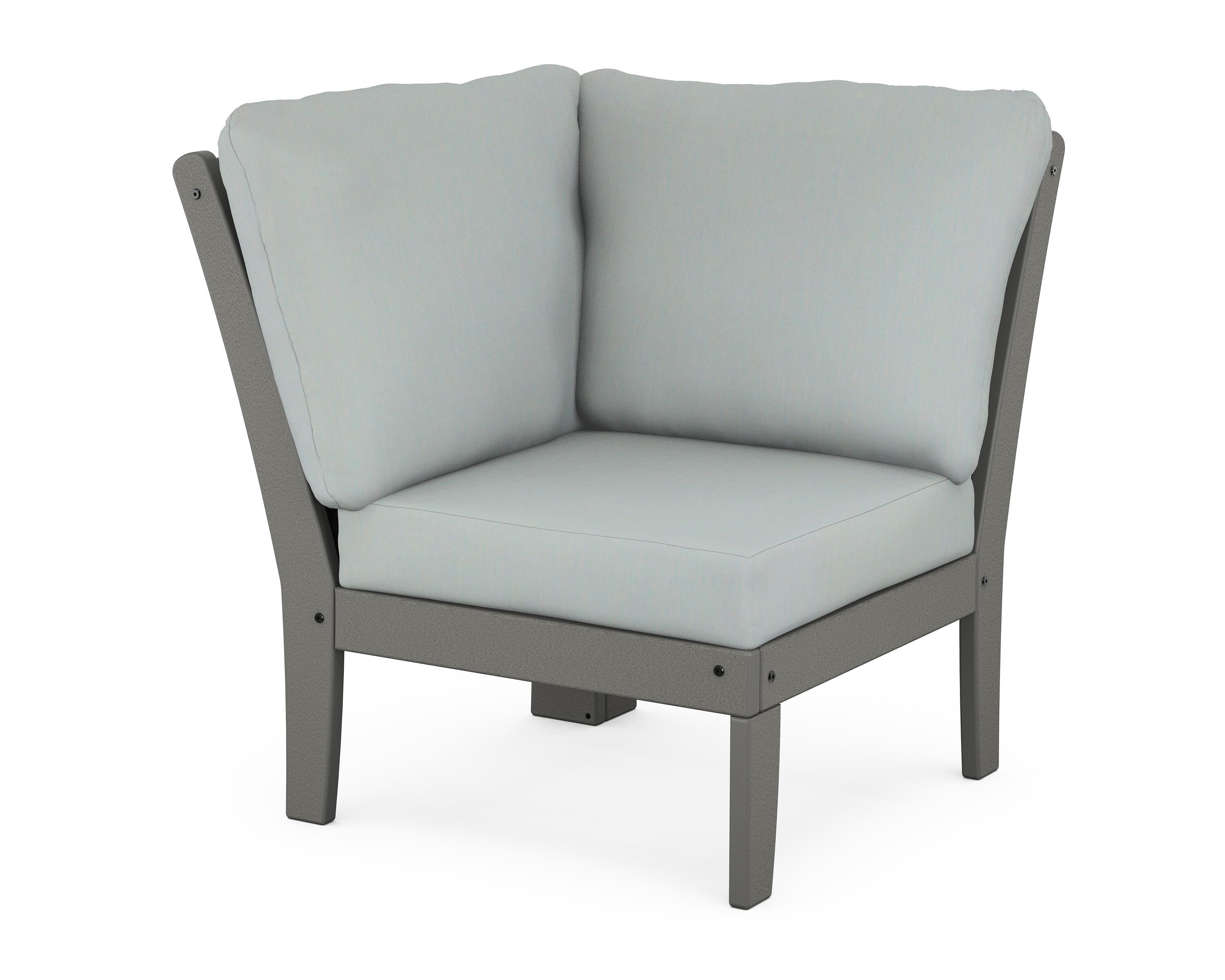 POLYWOOD® Braxton Modular Corner Chair in Slate Grey / Spa
