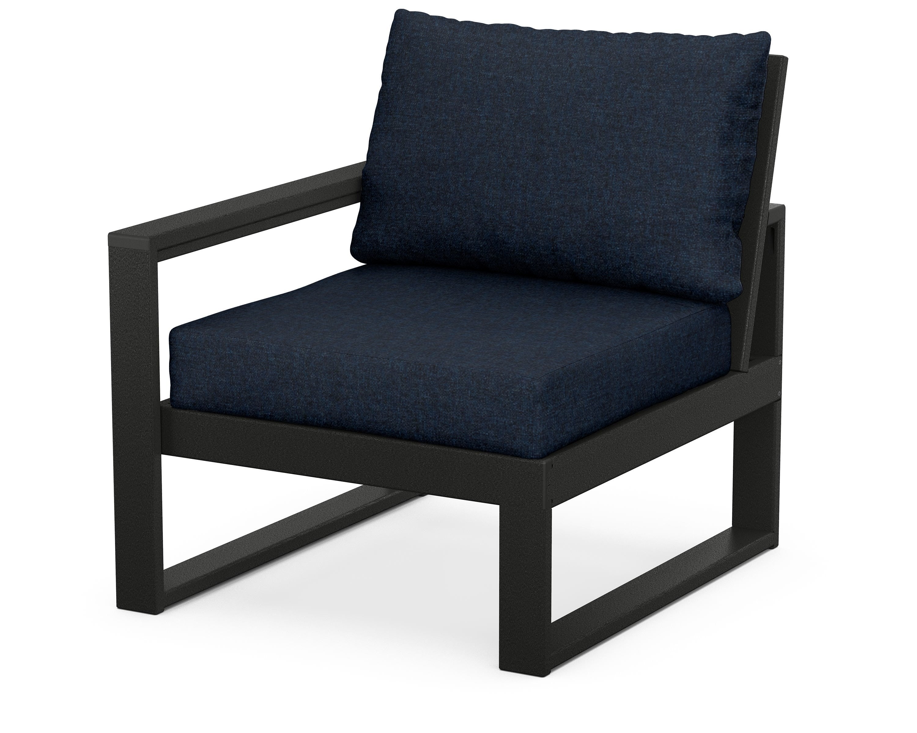 POLYWOOD® EDGE Modular Left Arm Chair in Black / Marine Indigo