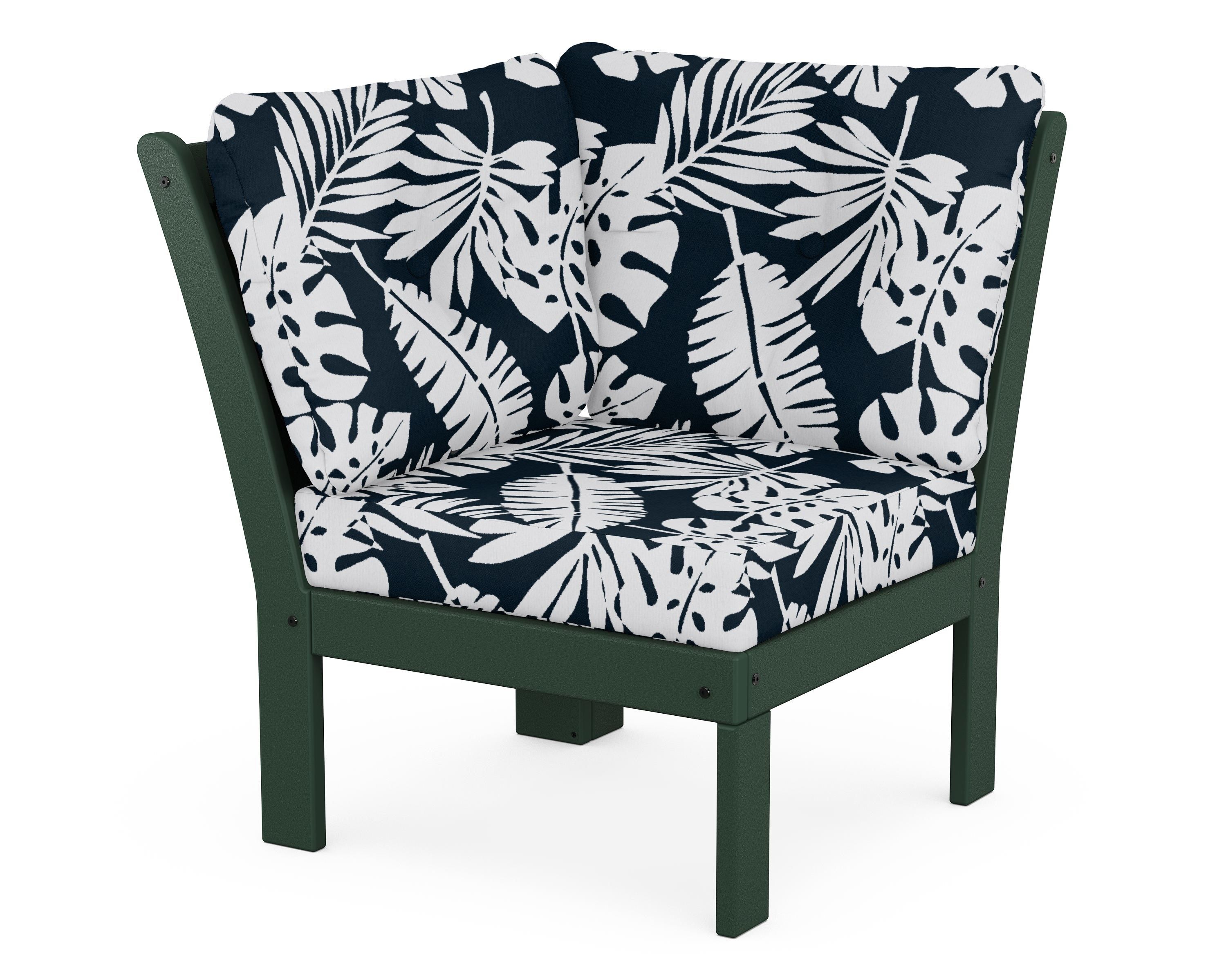 POLYWOOD® Vineyard Modular Corner Chair in Green / Leaf Marine Indigo