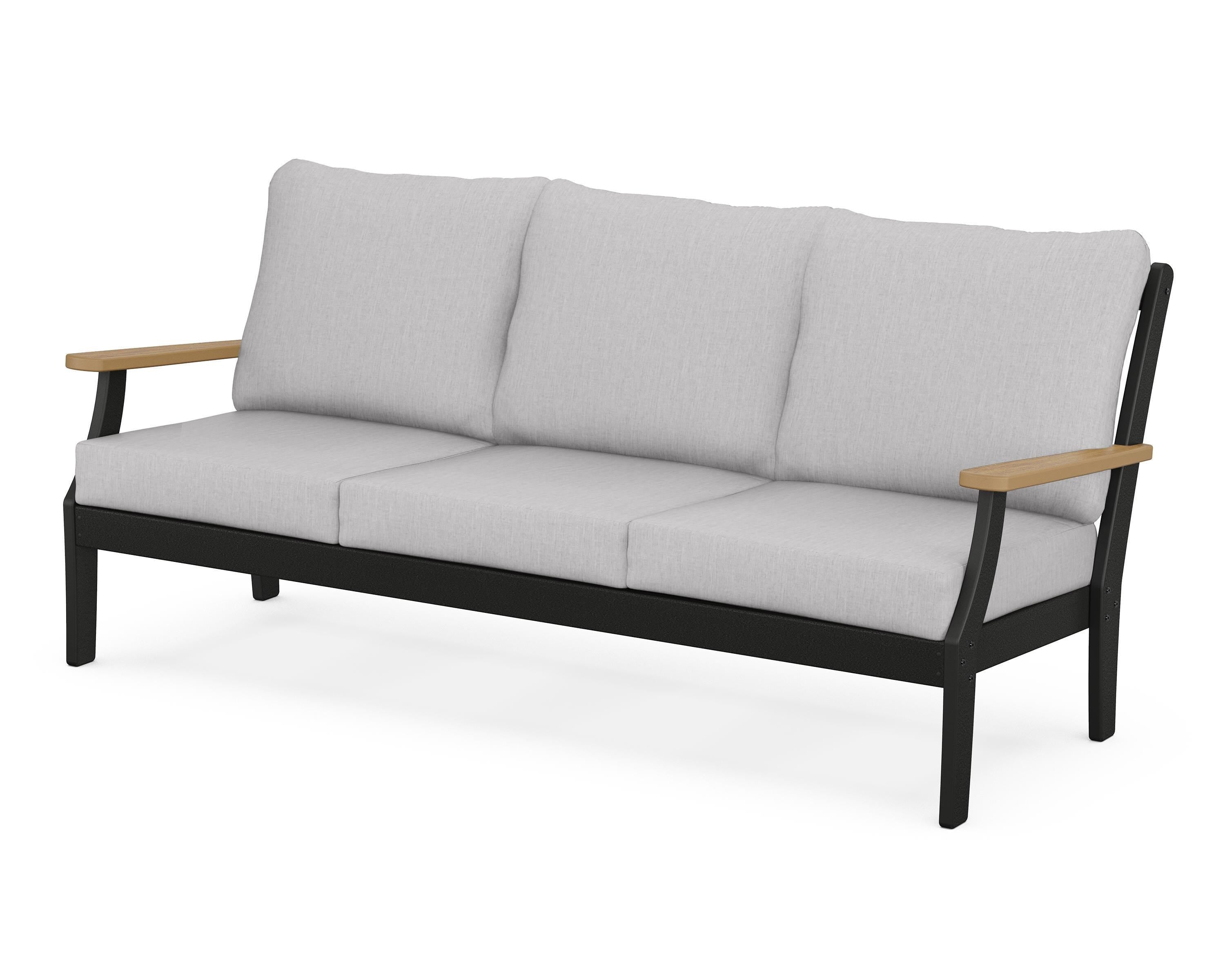 POLYWOOD® Braxton Deep Seating Sofa in Black / Natural / Granite