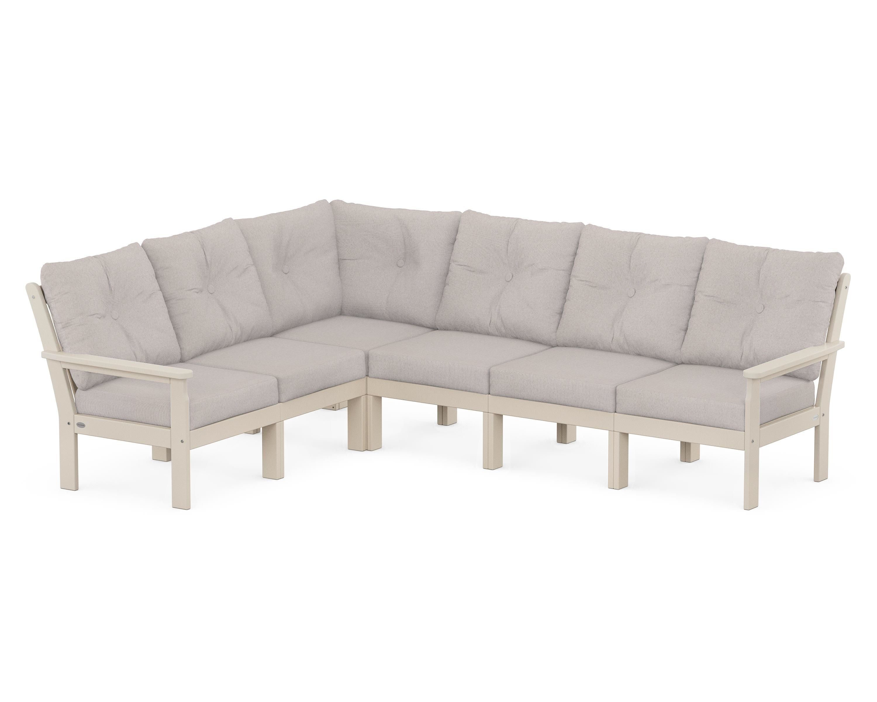 POLYWOOD® Vineyard 6-Piece Sectional in Sand / Dune Burlap