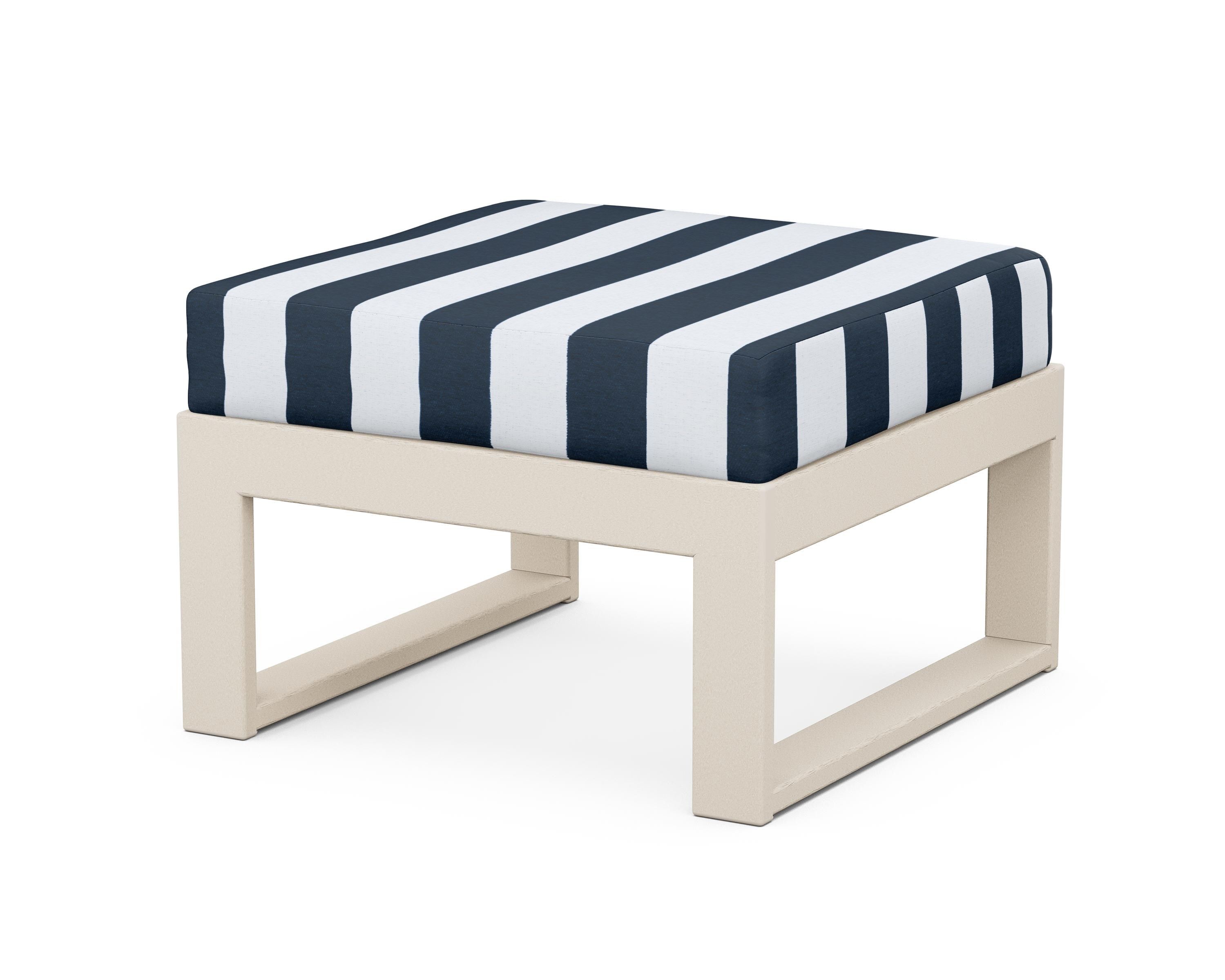 Unbranded Modular Ottoman - Modern in Sand / Cabana Stripe Marine Indigo