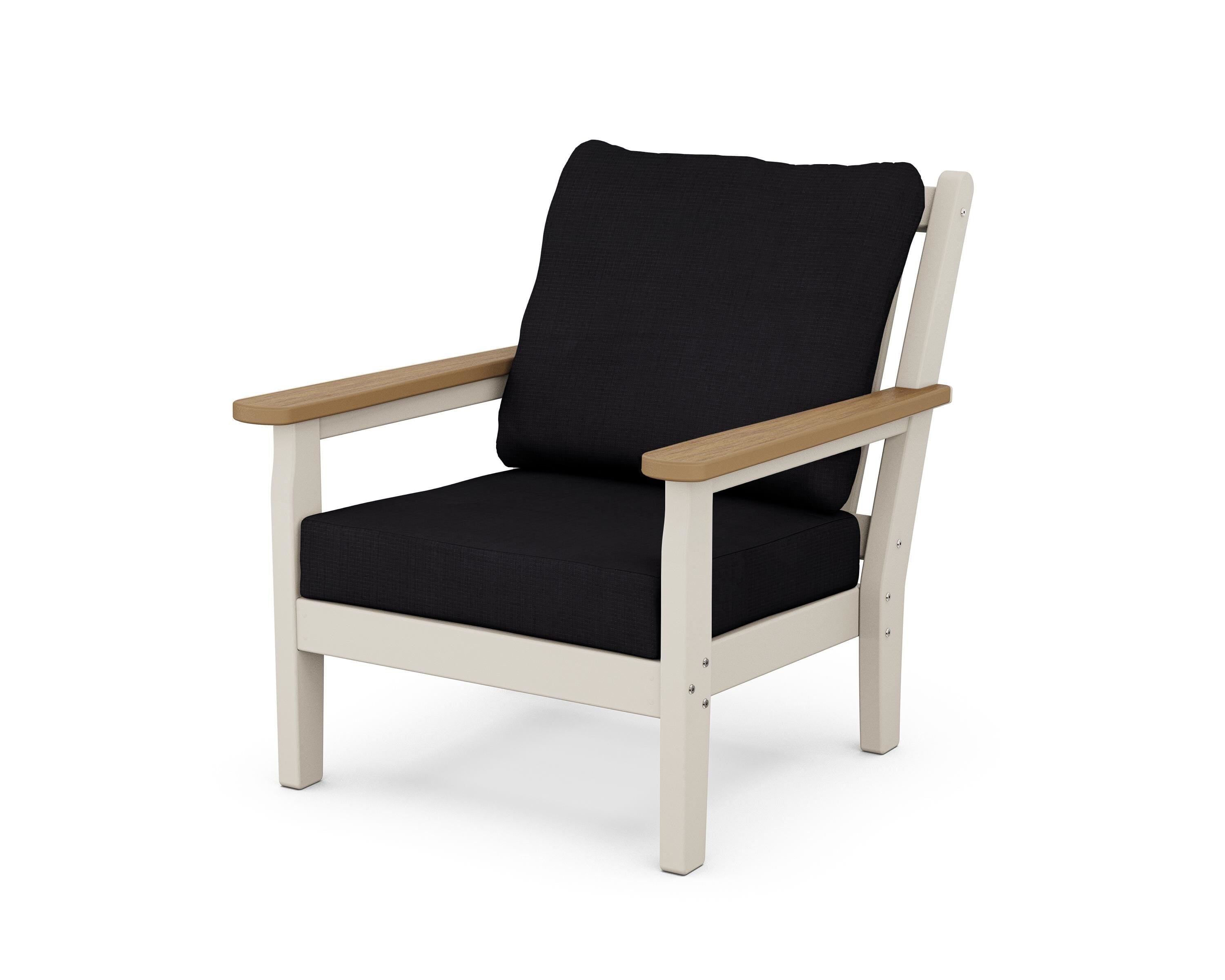 POLYWOOD® Chippendale Deep Seating Chair in Sand / Natural / Midnight Linen