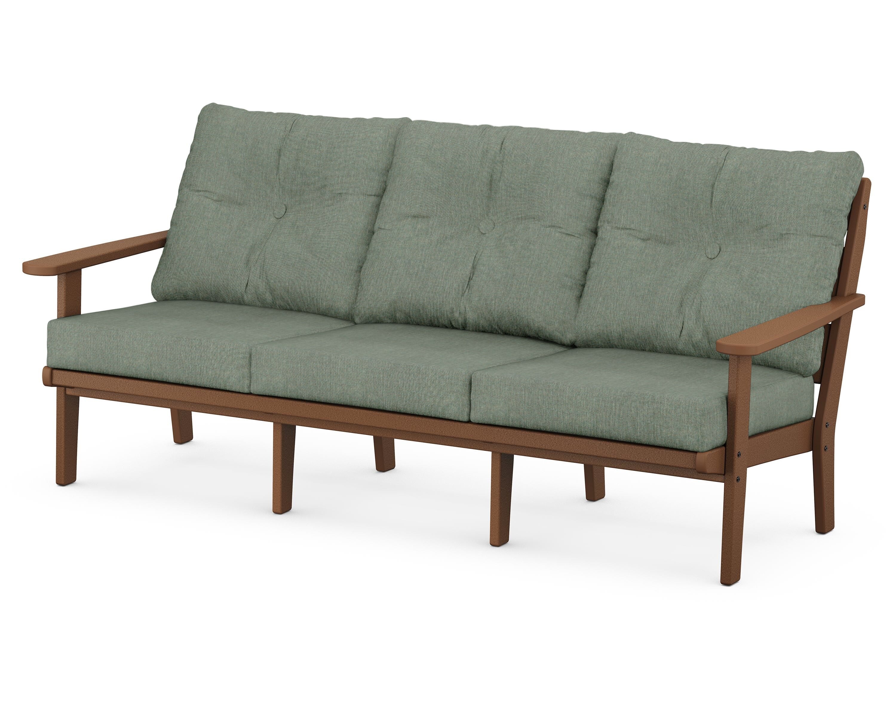 POLYWOOD® Lakeside Deep Seating Sofa in Teak / Cast Sage