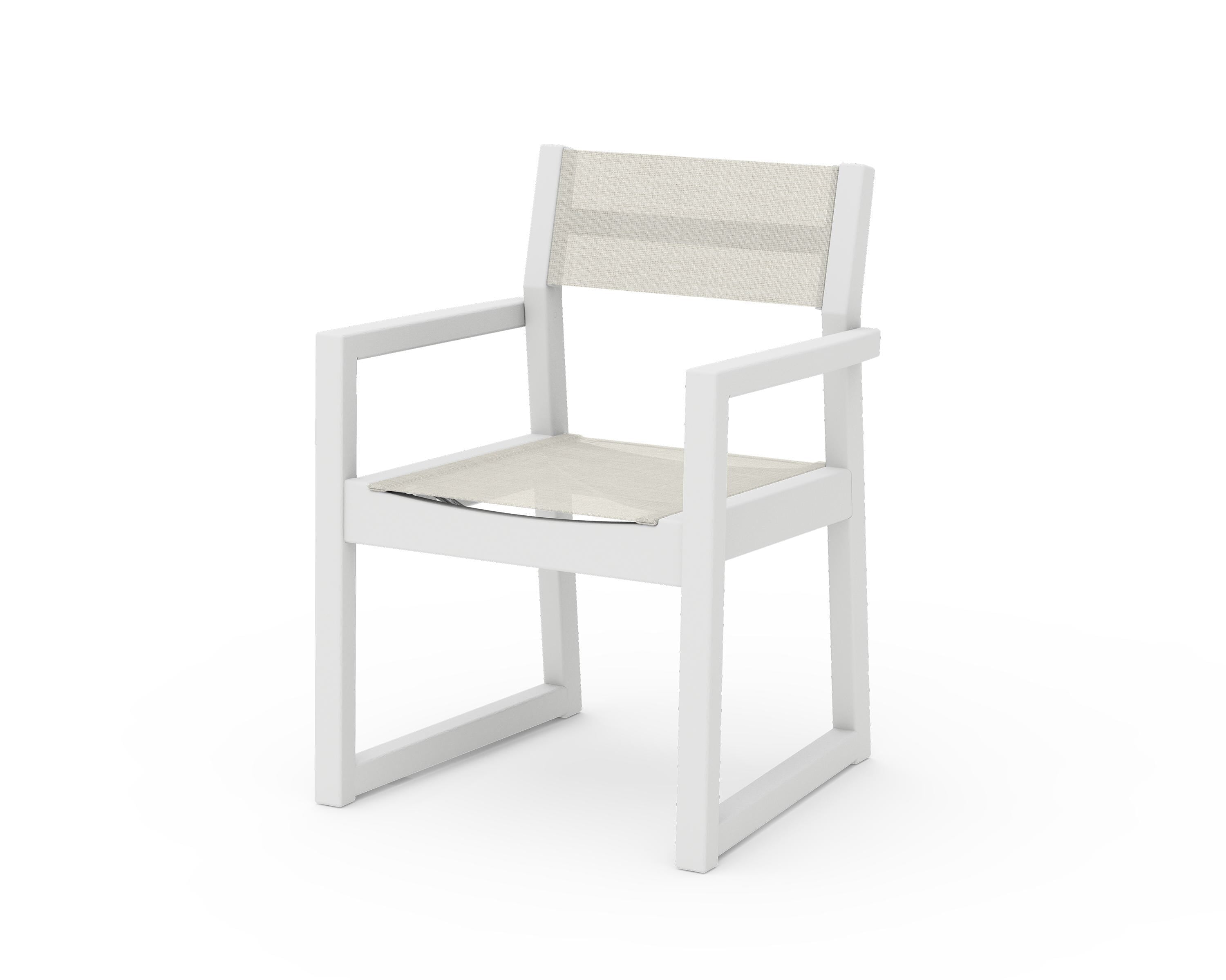 POLYWOOD® EDGE Sling Dining Arm Chair in White / Parchment Sling