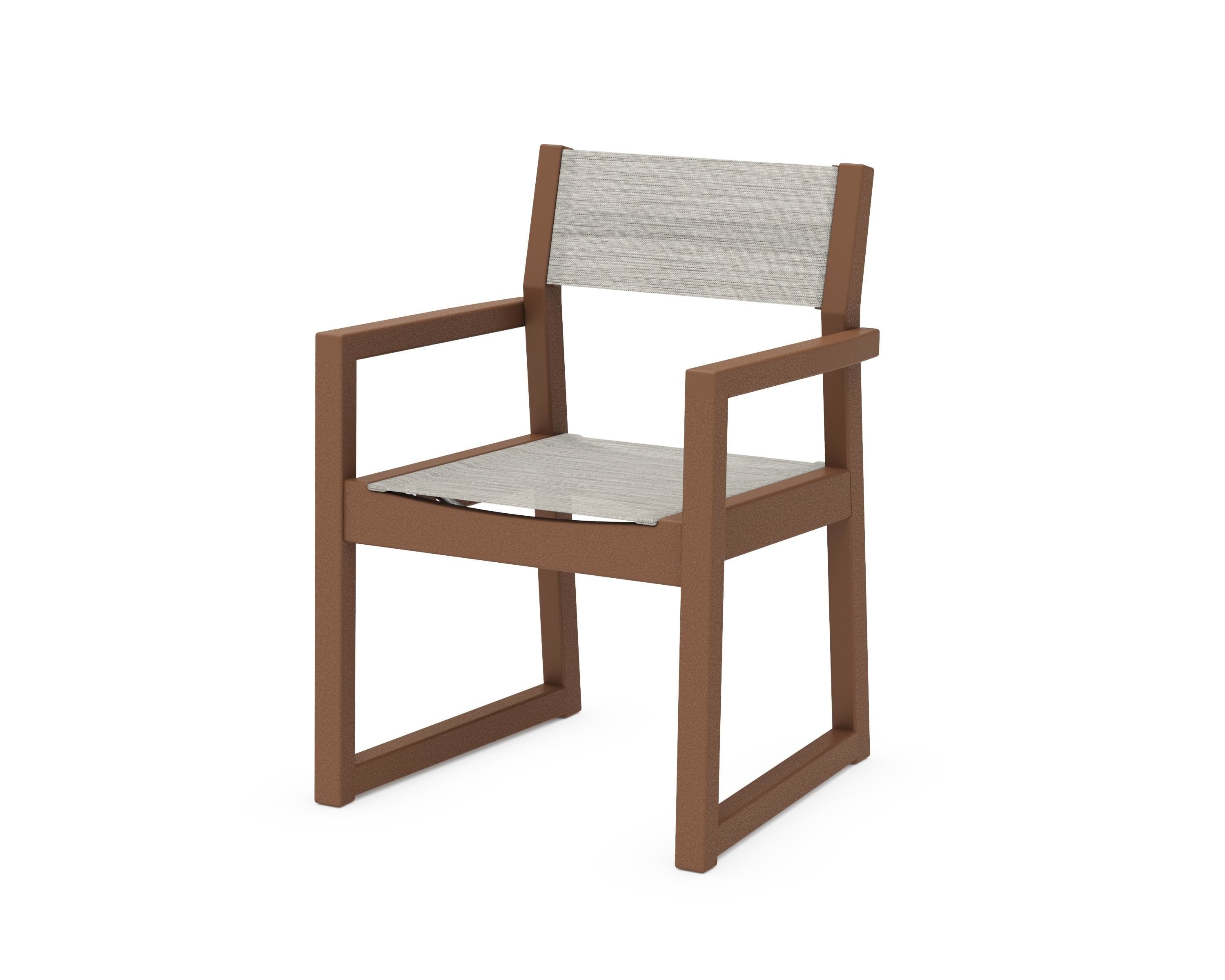 POLYWOOD® EDGE Sling Dining Arm Chair in Teak / Birch Sling