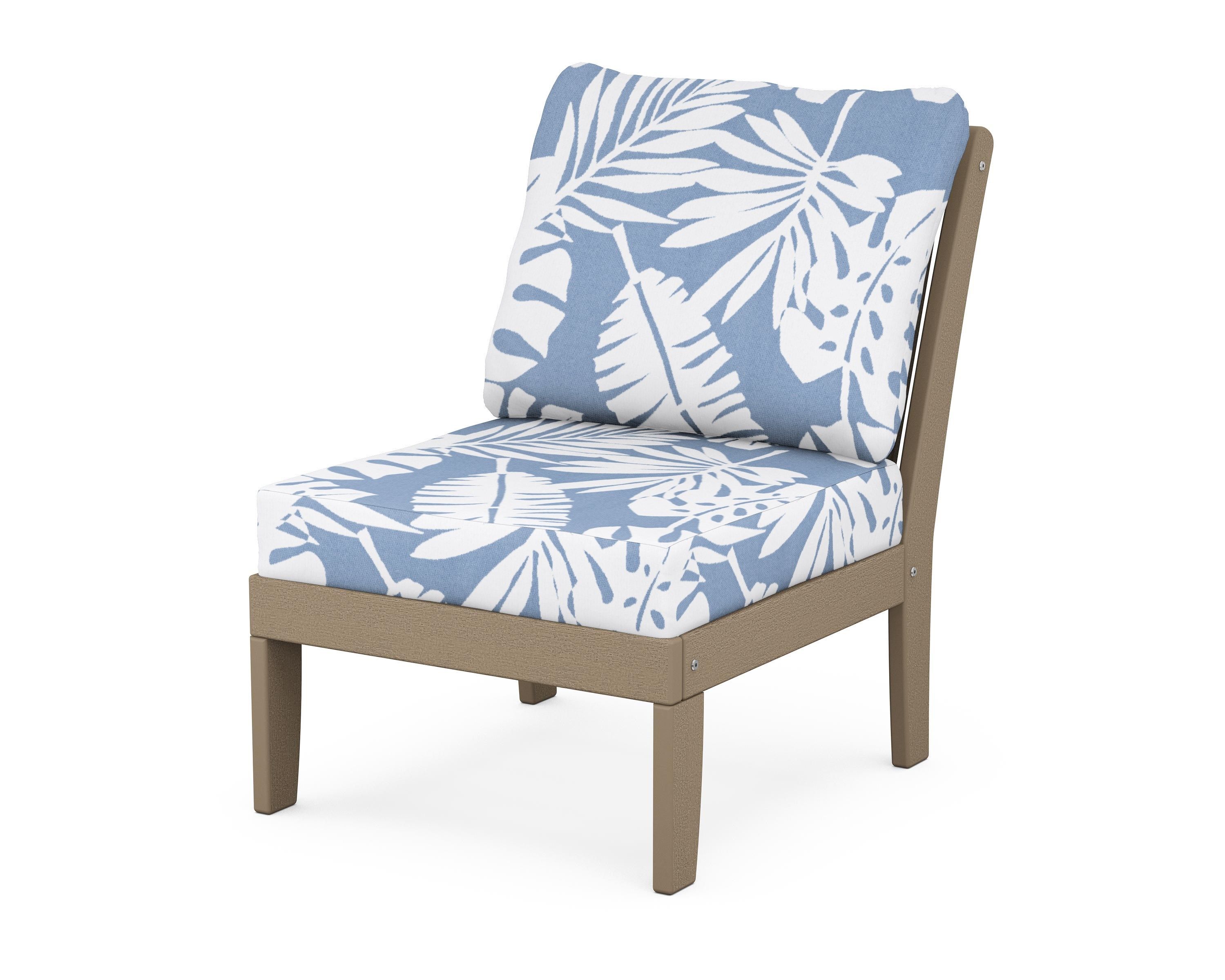 POLYWOOD® Braxton Modular Armless Chair in Vintage Sahara / Leaf Sky Blue