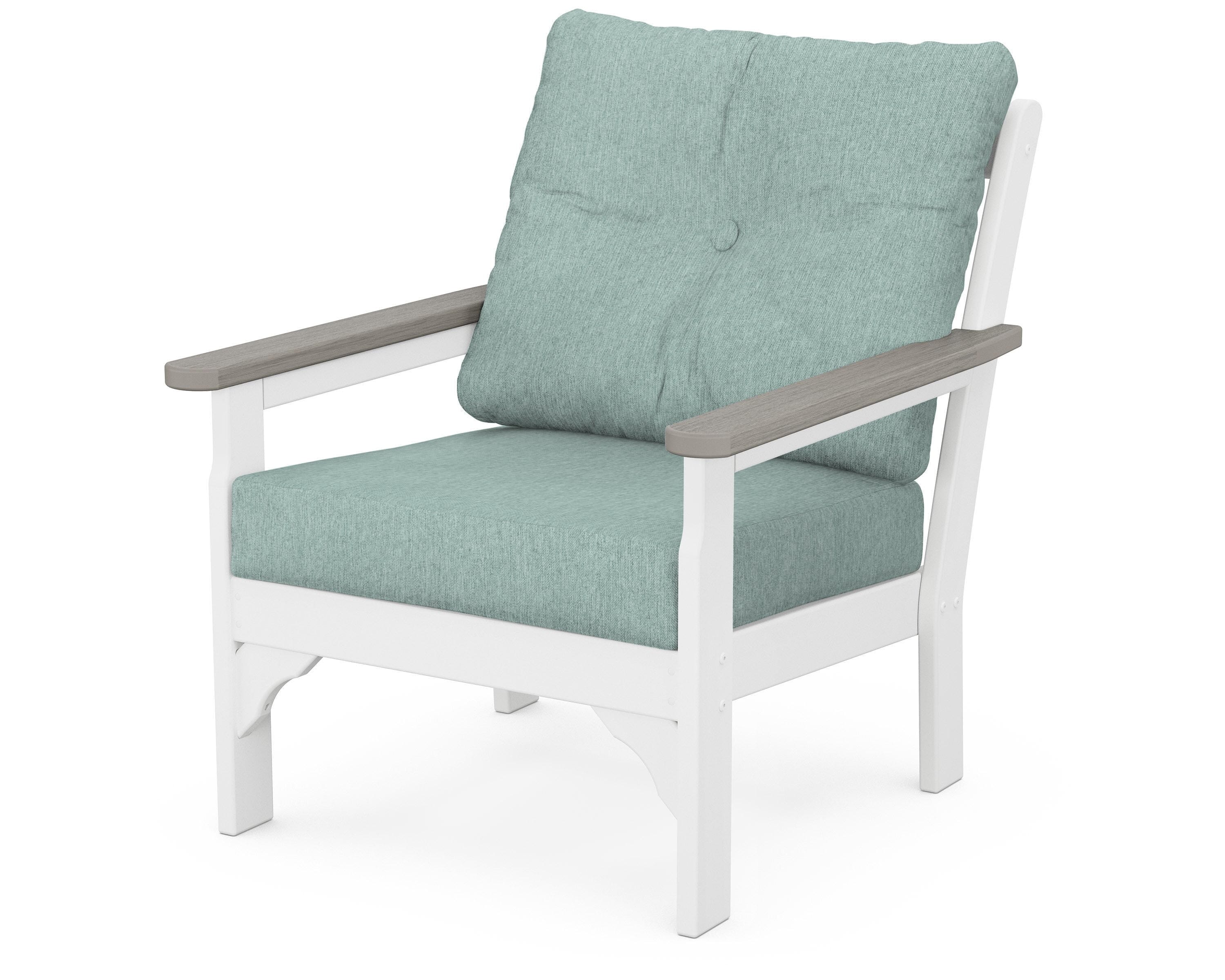 POLYWOOD® Vineyard Deep Seating Chair in White / Driftwood / Glacier Spa