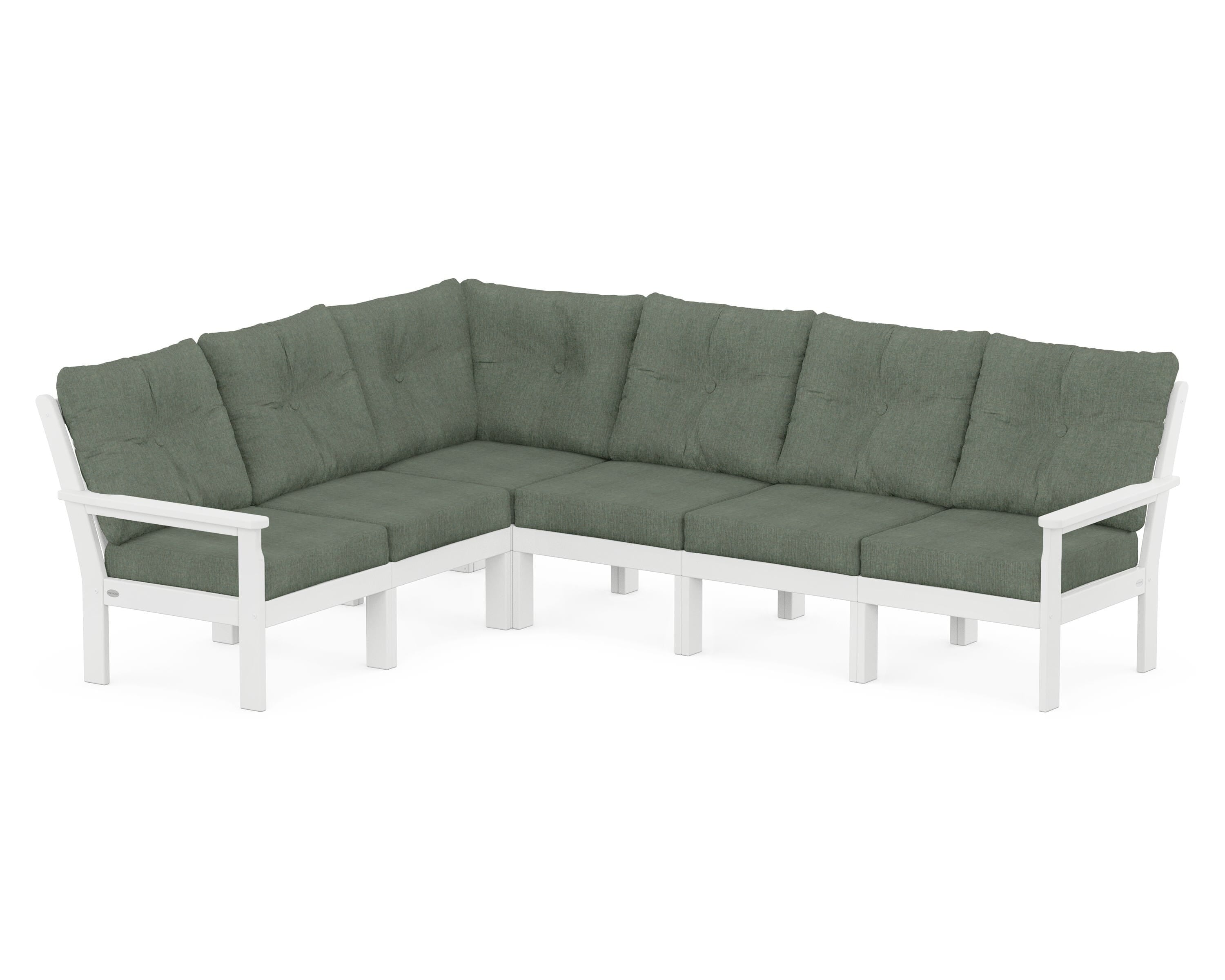 POLYWOOD® Vineyard 6-Piece Sectional in White / Cast Sage
