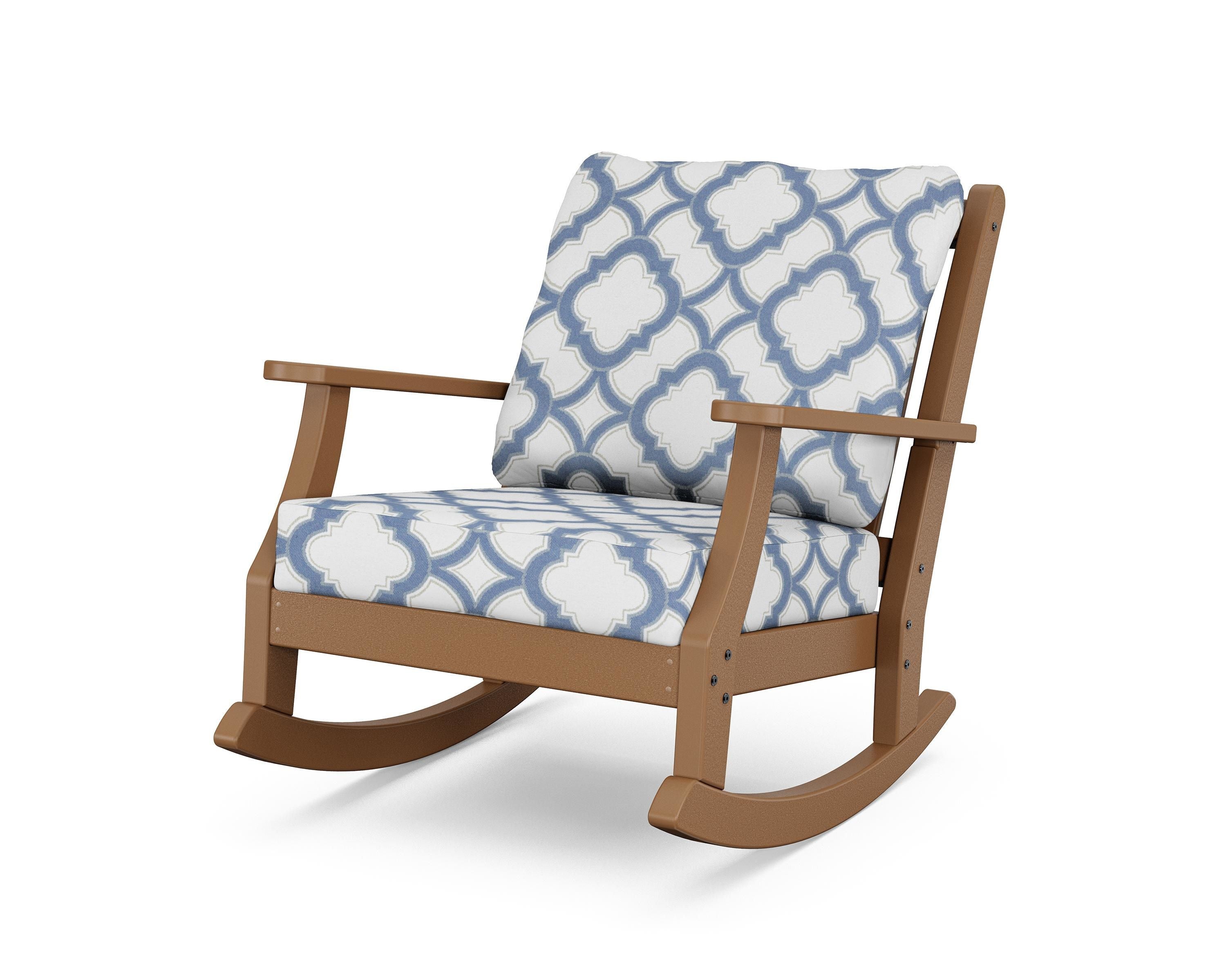 Country Living Wovendale Deep Seating Rocking Chair in Teak / Trellis Sky Blue