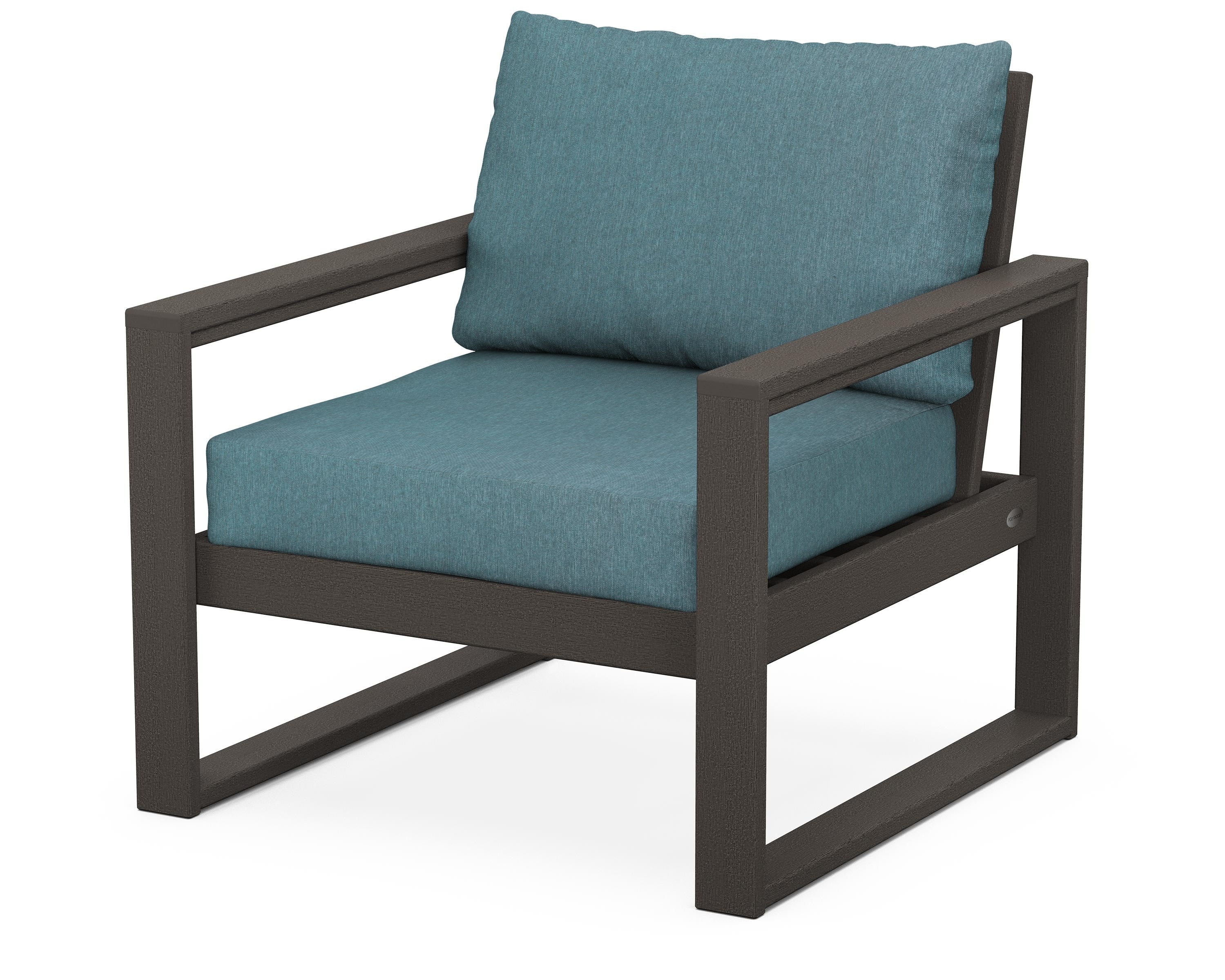 POLYWOOD® EDGE Club Chair in Vintage Coffee / Ocean Teal