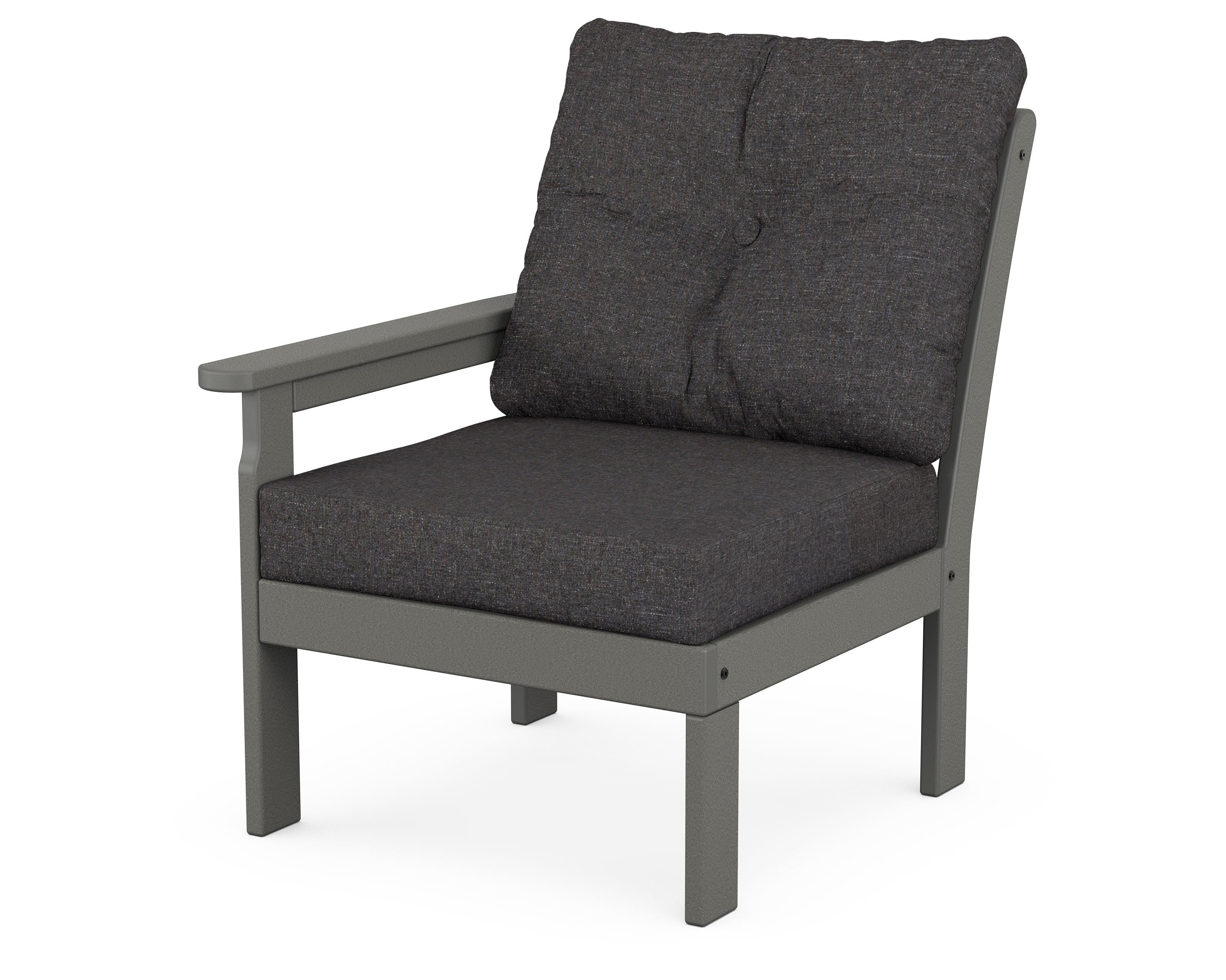 POLYWOOD® Vineyard Modular Left Arm Chair in Slate Grey / Ash Charcoal