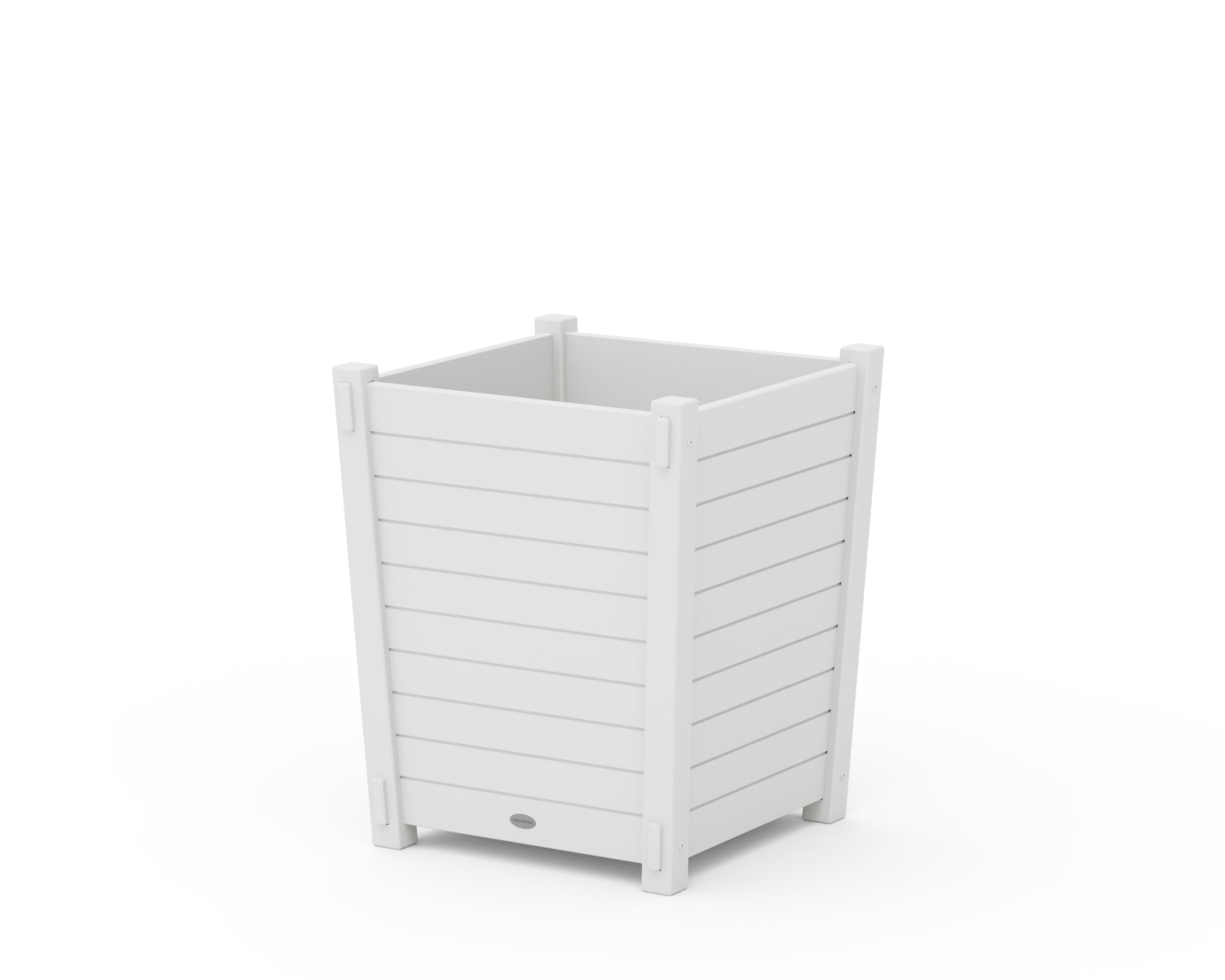 POLYWOOD® Nautical Large Tapered Square Short Planter Box in White