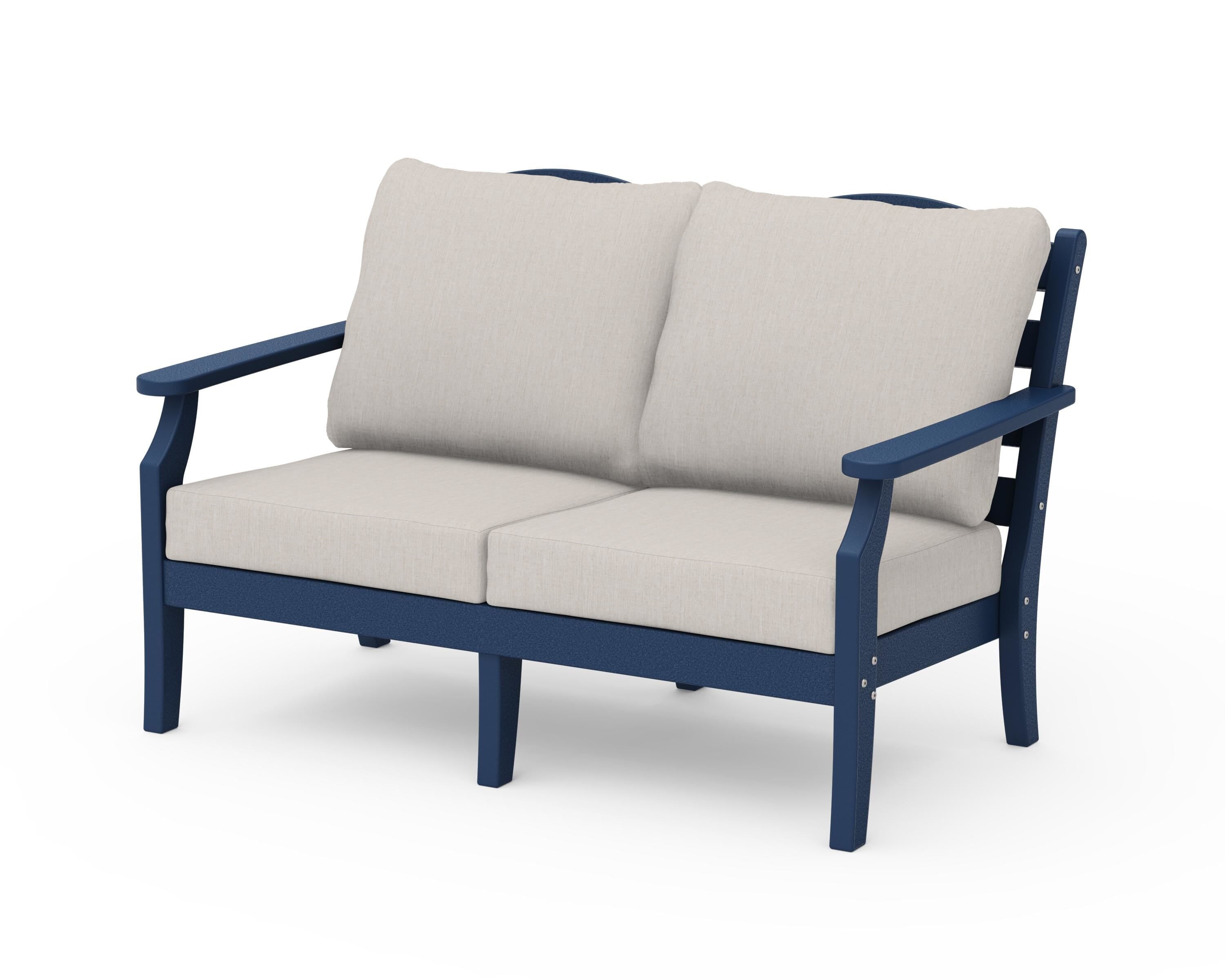 Draper James™ by POLYWOOD® Savannah Deep Seating Loveseat in Navy / Cast Ash