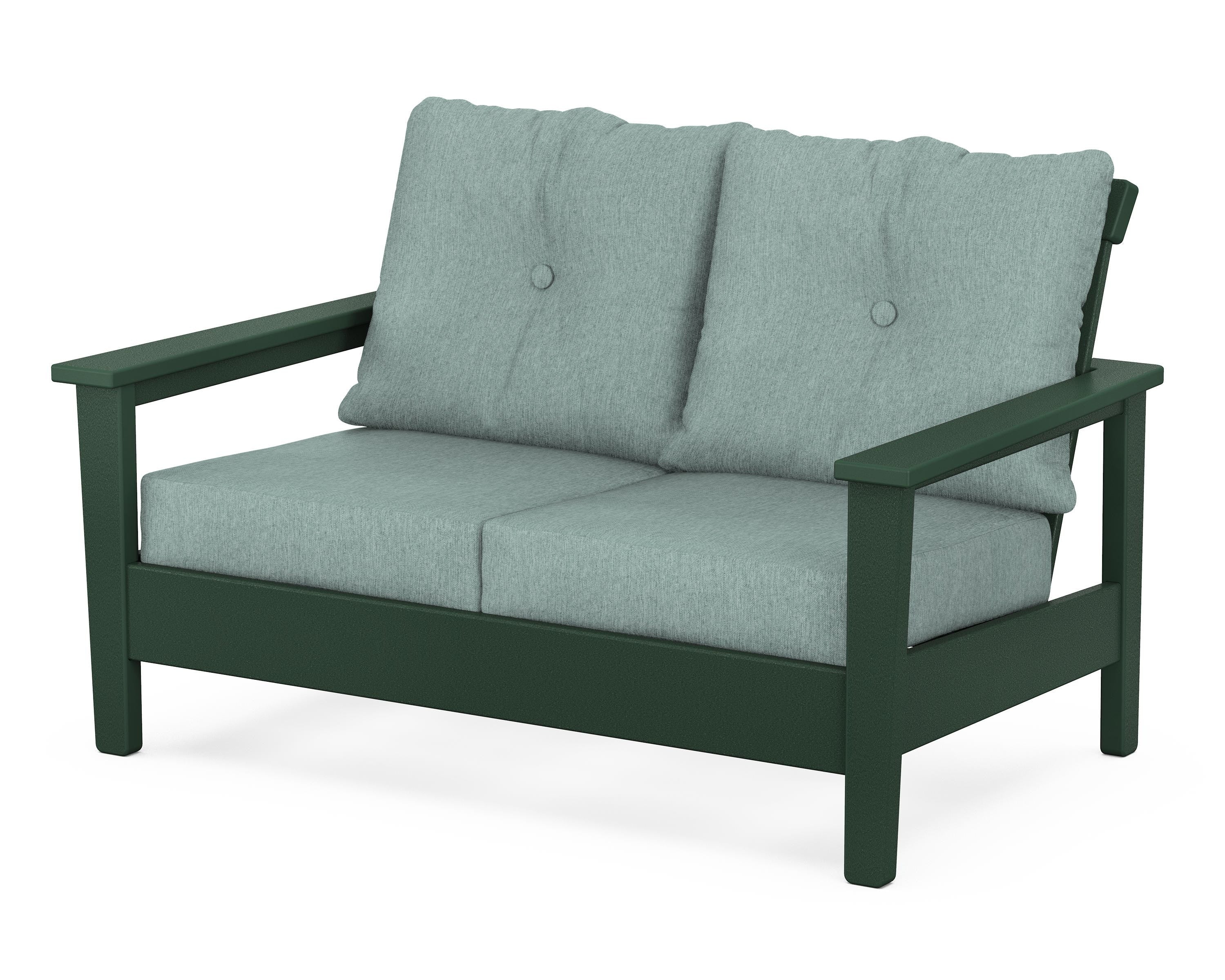 POLYWOOD® Prescott Deep Seating Loveseat in Green / Glacier Spa