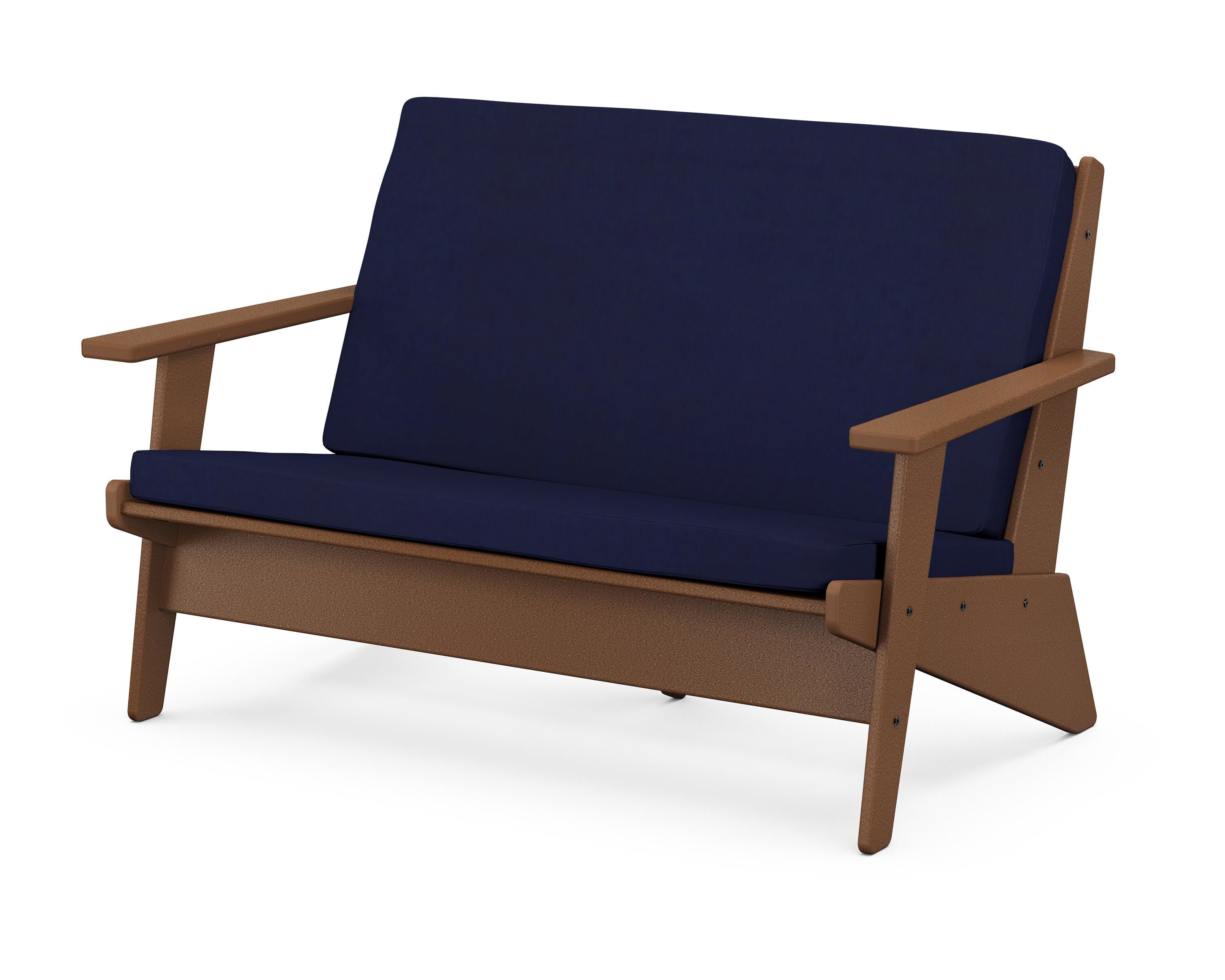 POLYWOOD® Riviera Modern Lounge Loveseat in Teak / Navy