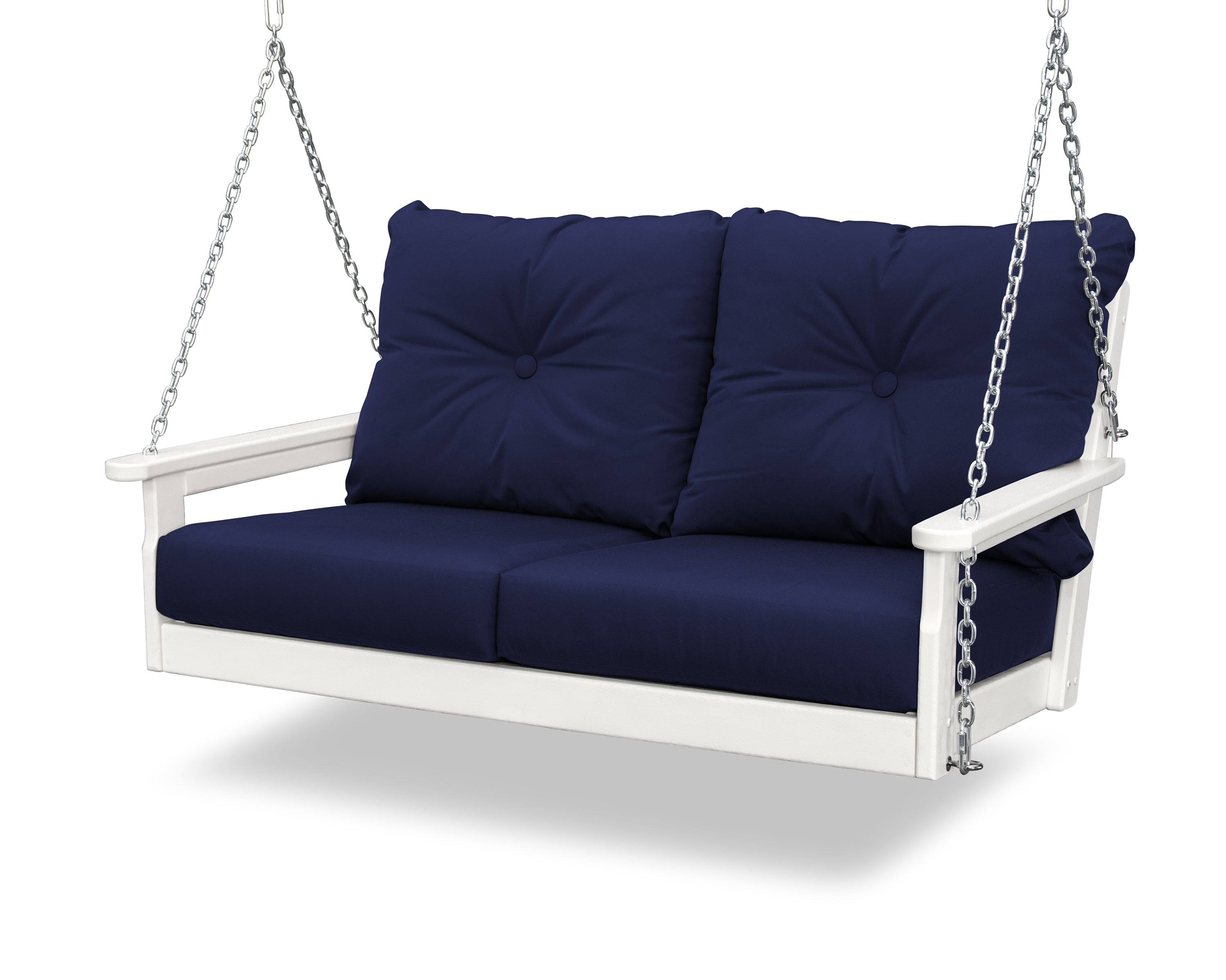 POLYWOOD® Vineyard Deep Seating Swing in White / Navy