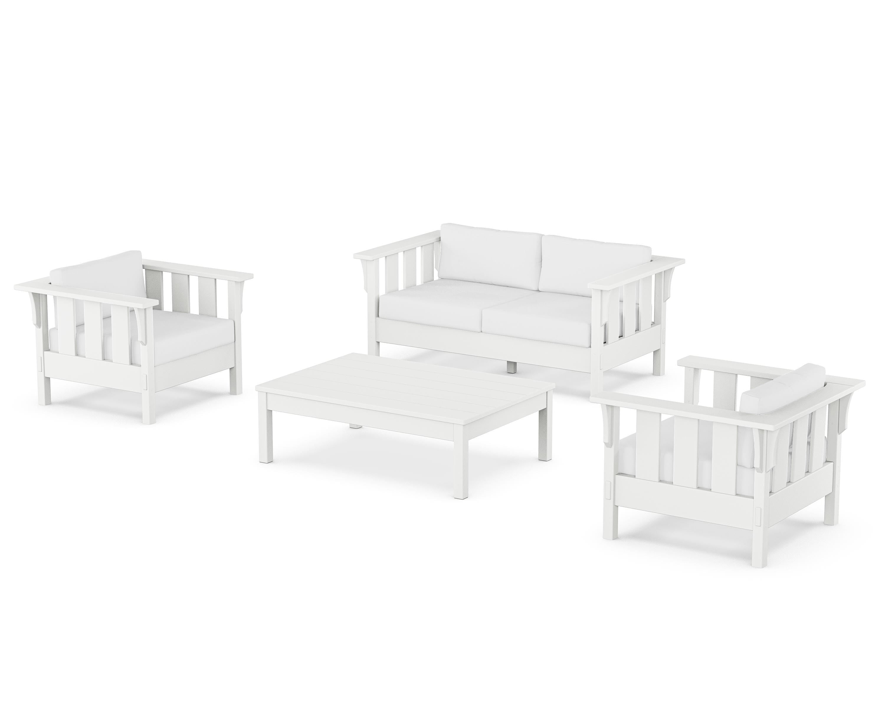 Martha Stewart by POLYWOOD® Acadia 4-Piece Deep Seating Set with Loveseat in White / Natural