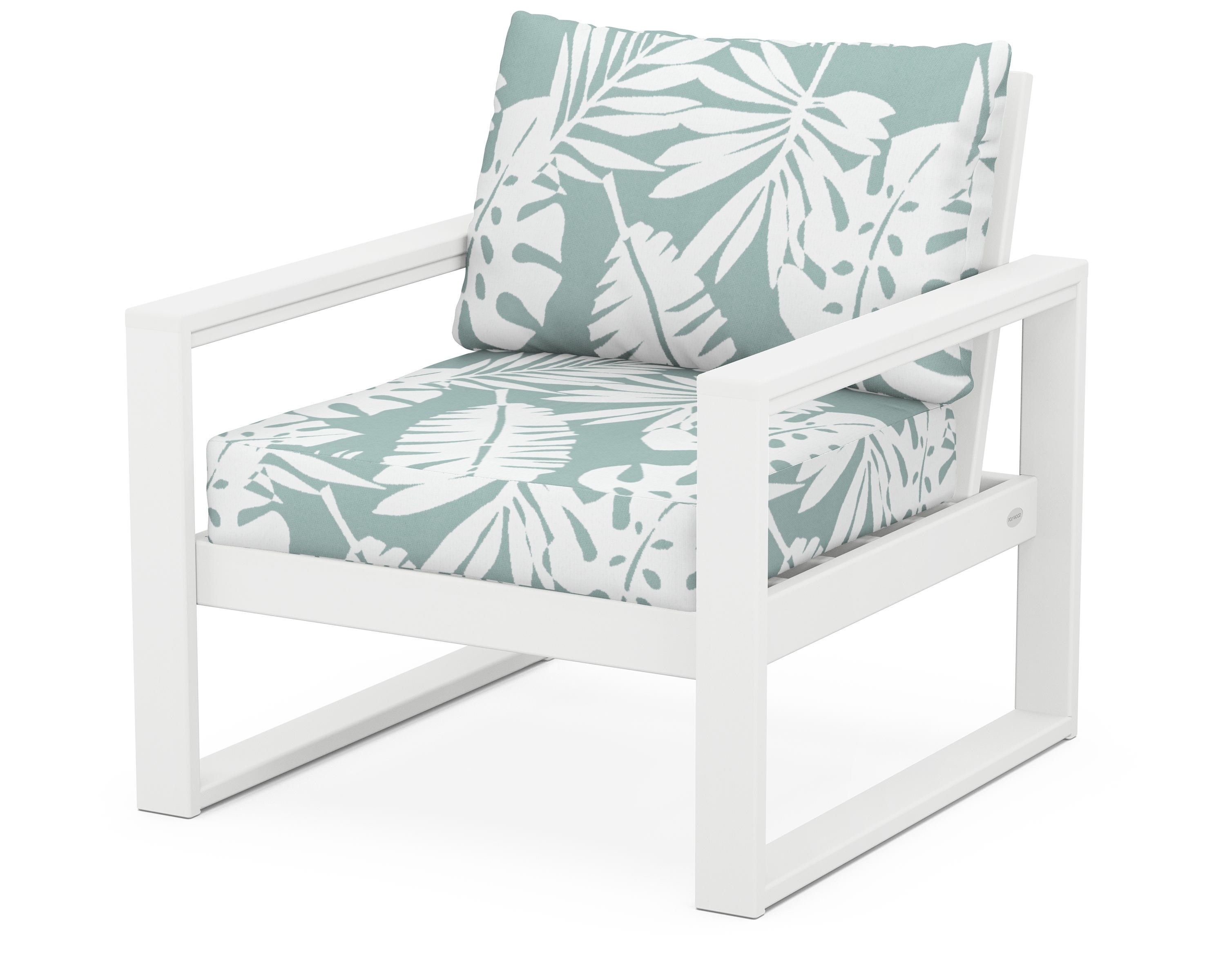 POLYWOOD® EDGE Club Chair in White / Leaf Glacier Spa