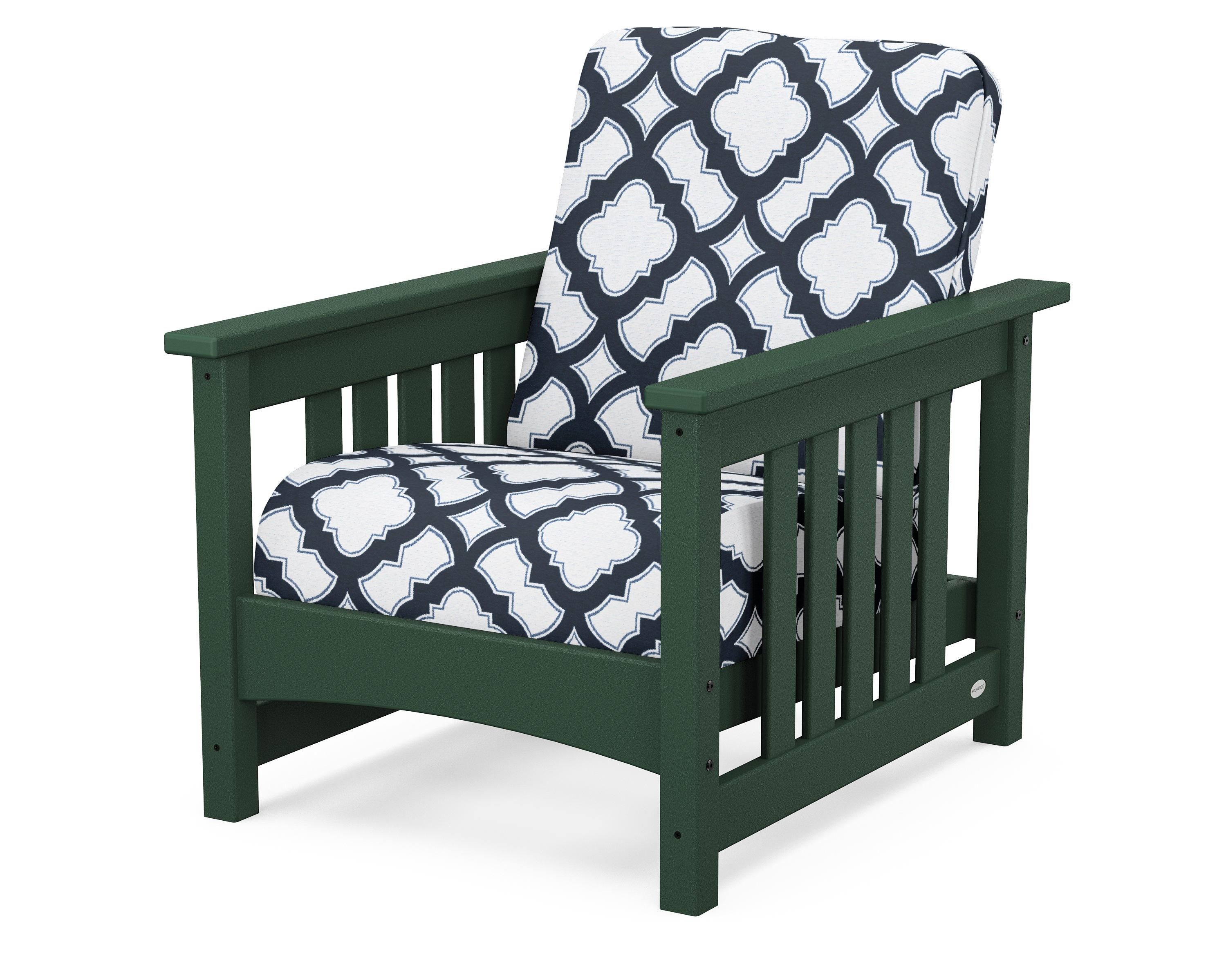POLYWOOD® Club Mission Chair in Green / Trellis Marine Indigo