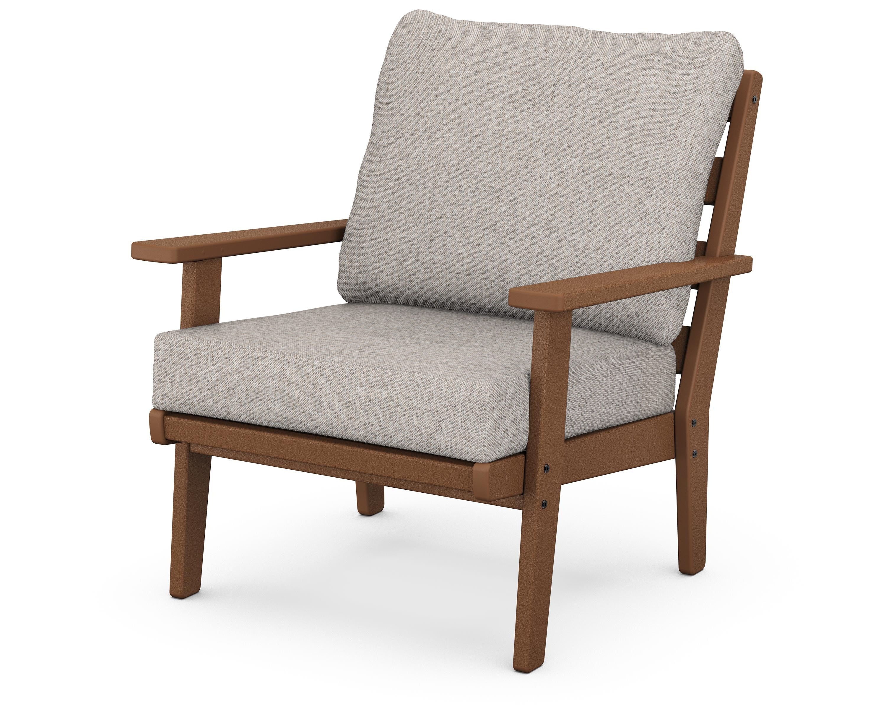 POLYWOOD® Grant Park Deep Seating Chair in Teak / Weathered Tweed