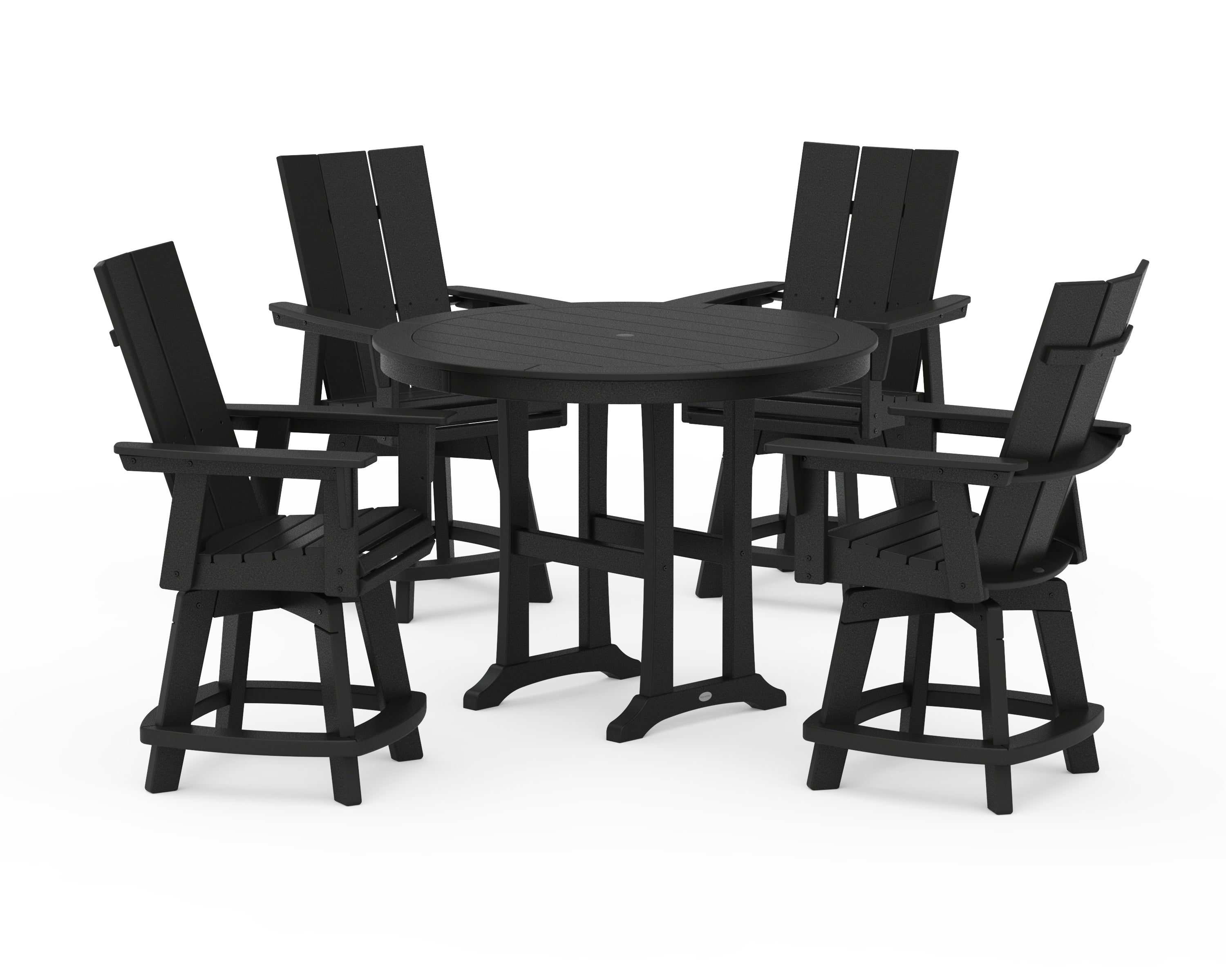 POLYWOOD® 5-Piece Modern Swivel Counter Set in Black