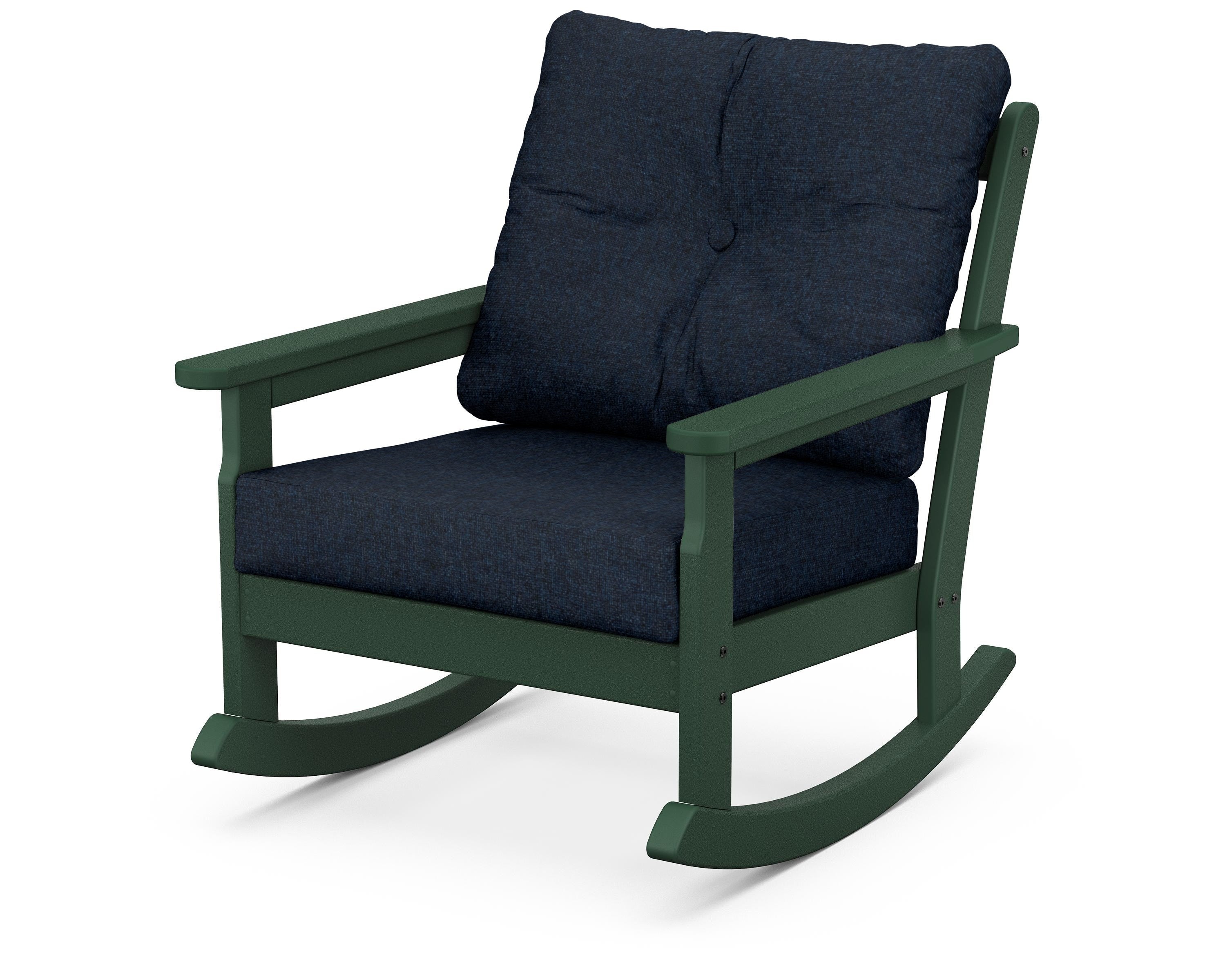 POLYWOOD® Vineyard Deep Seating Rocking Chair in Green / Marine Indigo