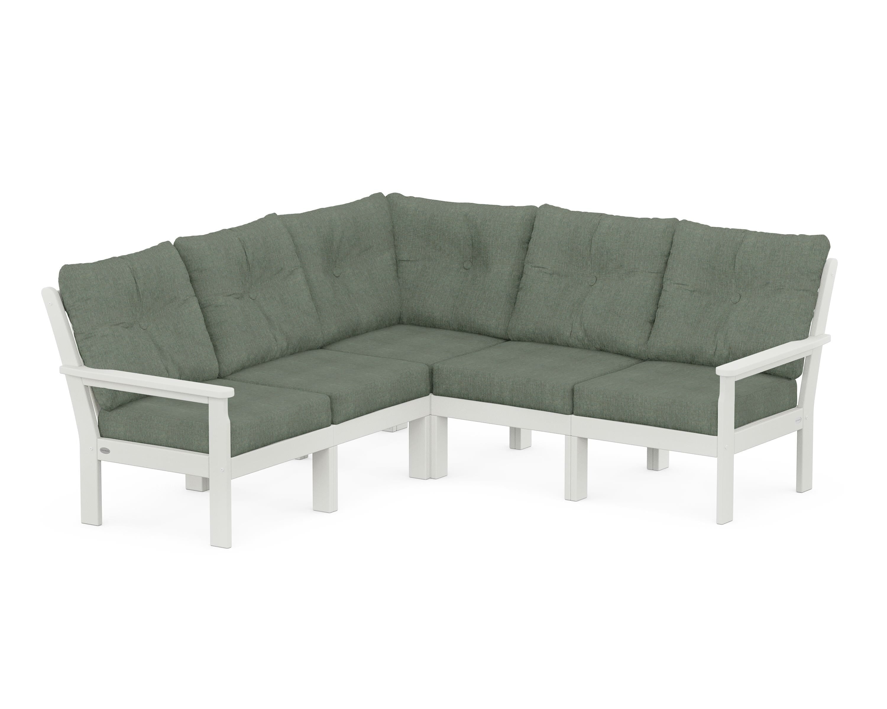 POLYWOOD® Vineyard 5-Piece Sectional in Vintage White / Cast Sage