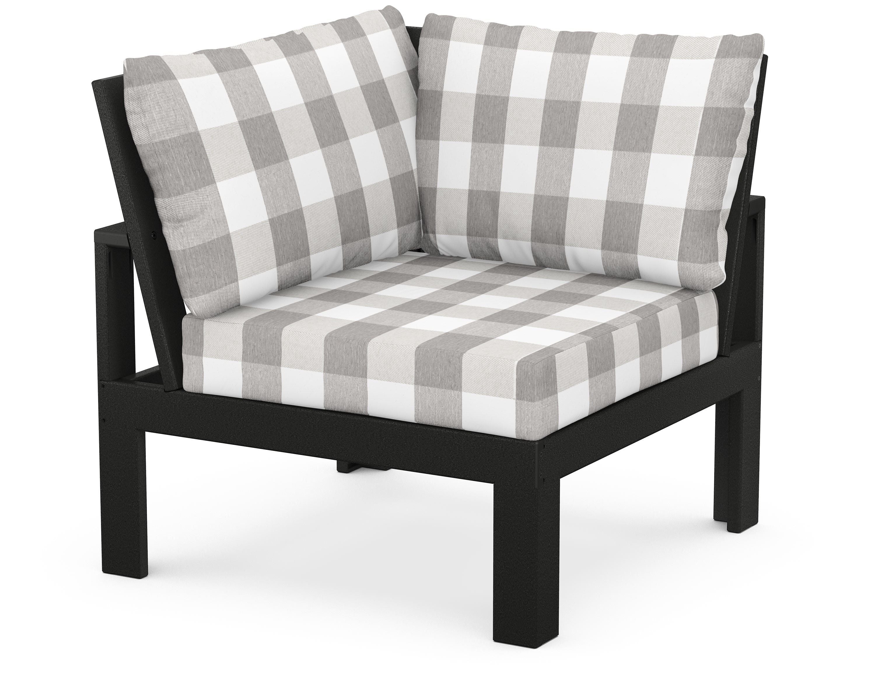 Unbranded Modular Corner Chair in Black / Buffalo Plaid Grey Mist