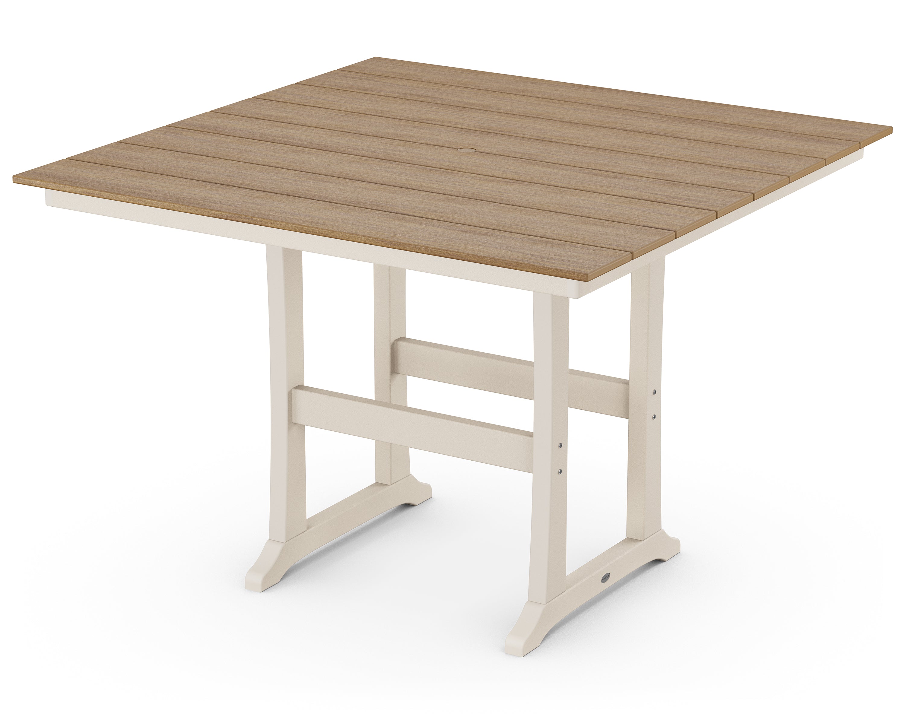 POLYWOOD® Farmhouse Trestle 59" Bar Table in Sand / Natural