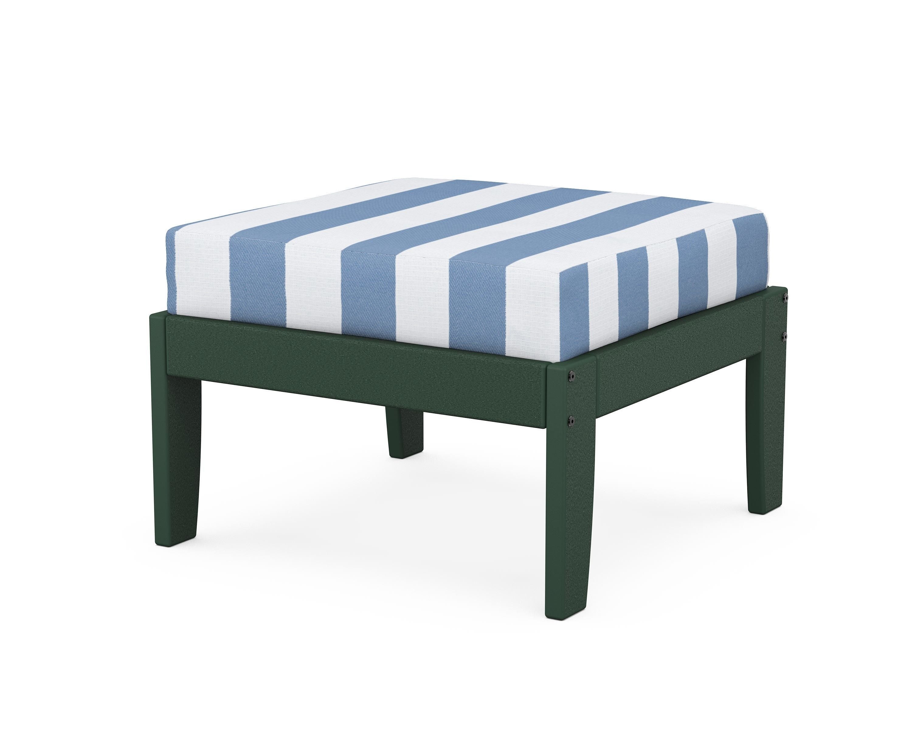 Unbranded Modular Ottoman - Classic in Green / Cabana Stripe Sky Blue