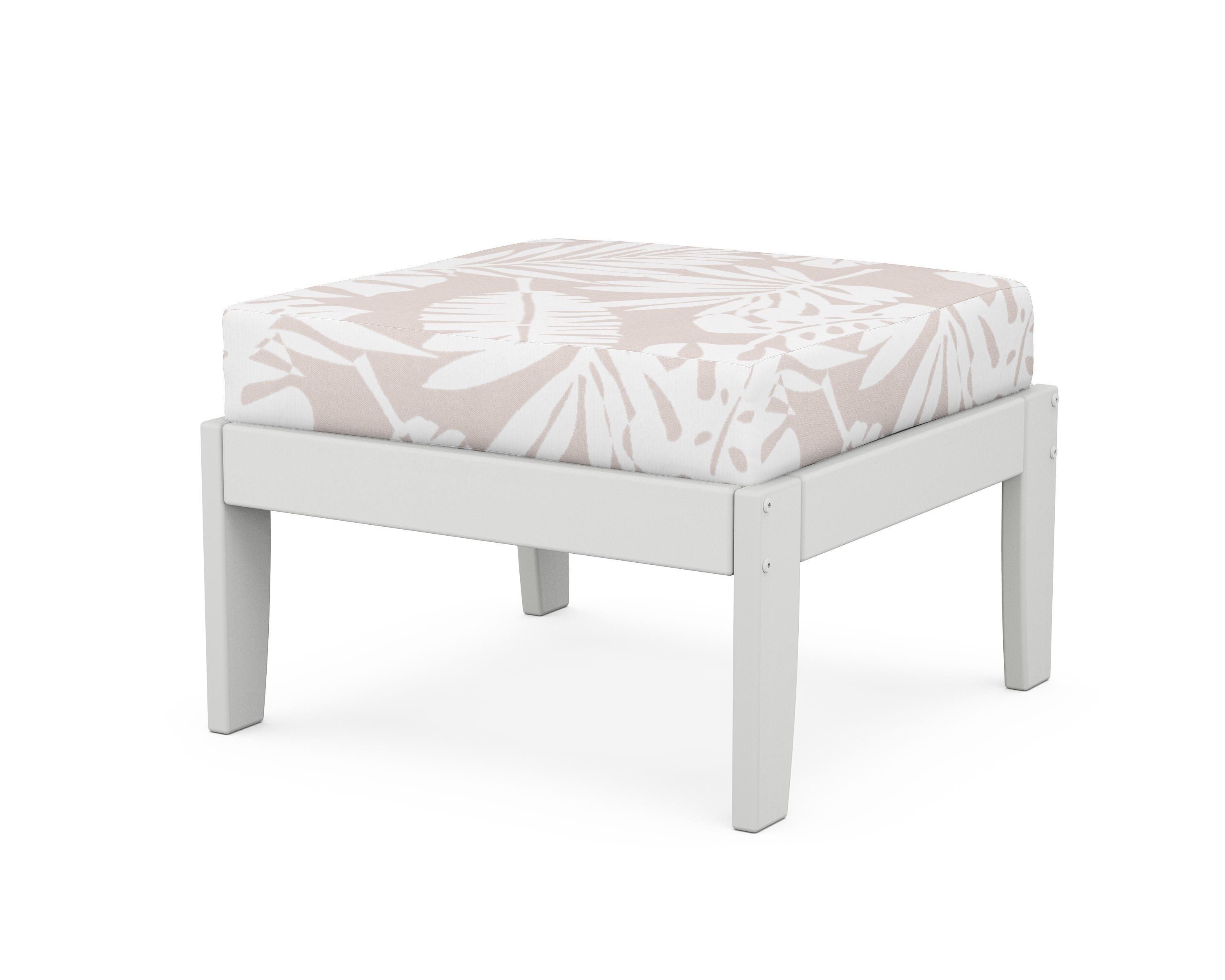 Unbranded Modular Ottoman - Classic in White / Leaf Dune Burlap