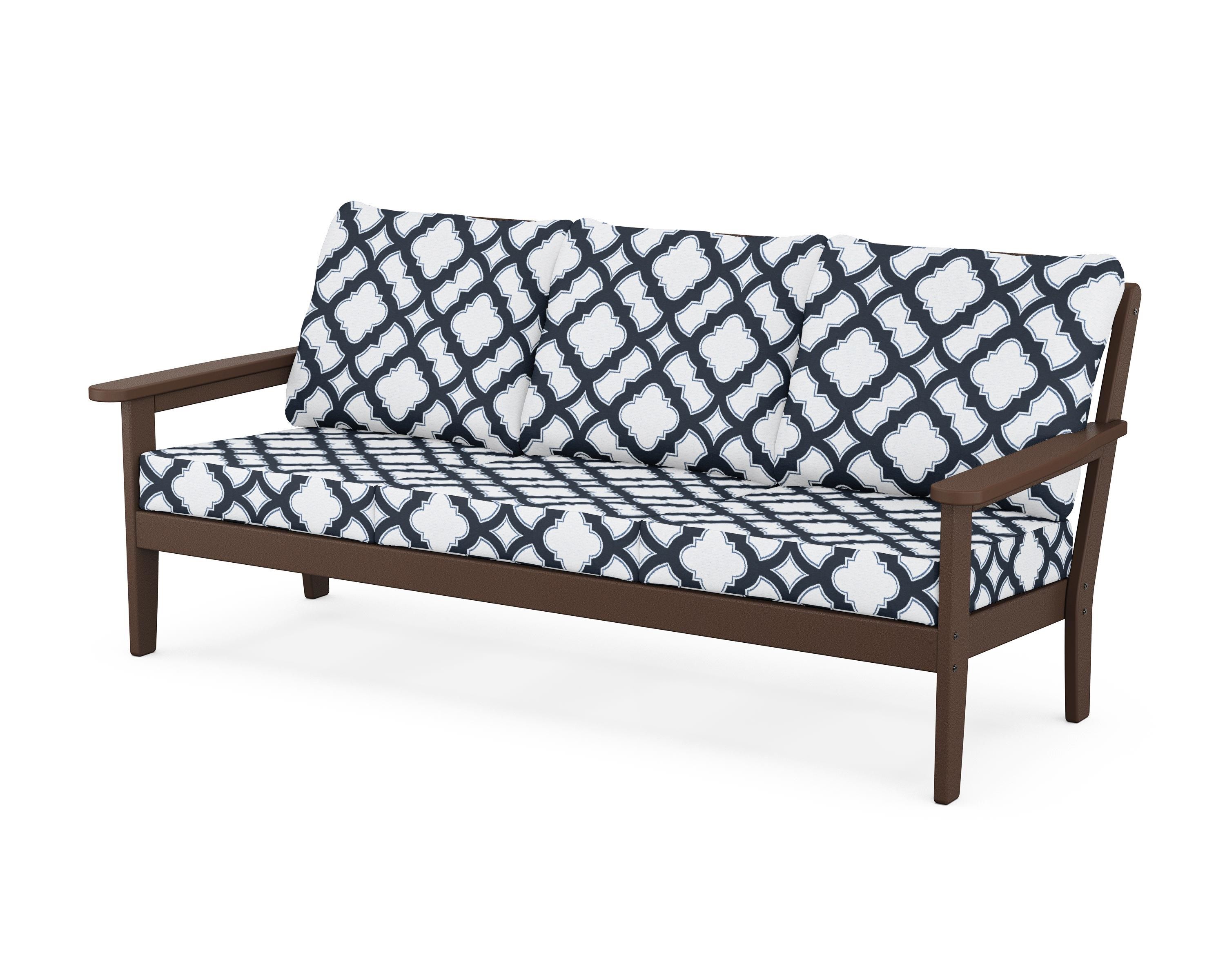 Country Living Cottage Deep Seating Sofa in Mahogany / Trellis Marine Indigo