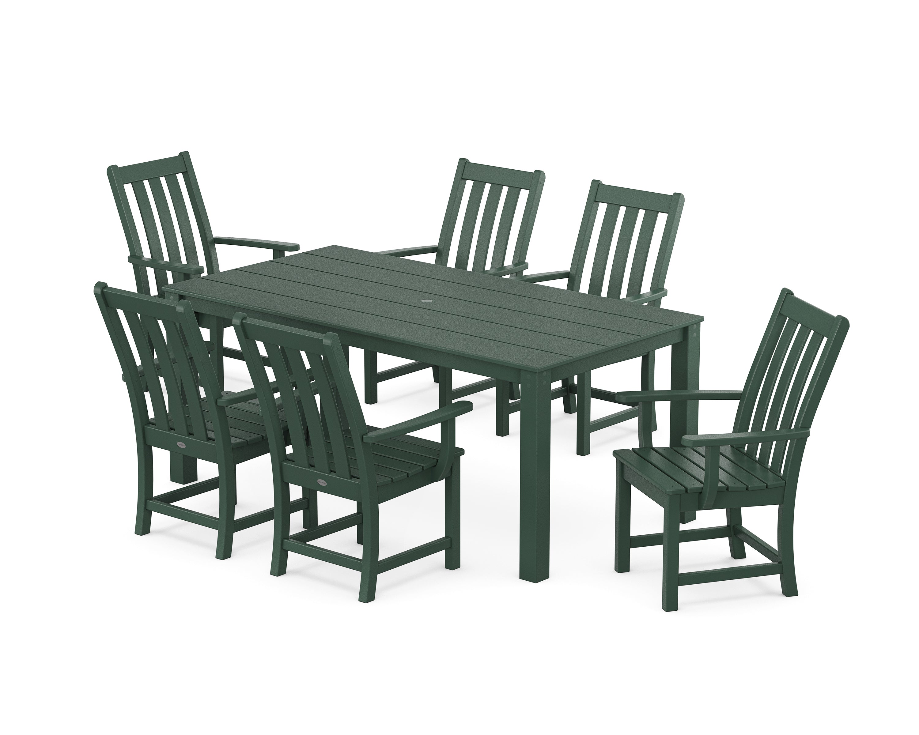 POLYWOOD® Vineyard 7-Piece Parsons Arm Chair Dining Set in Green