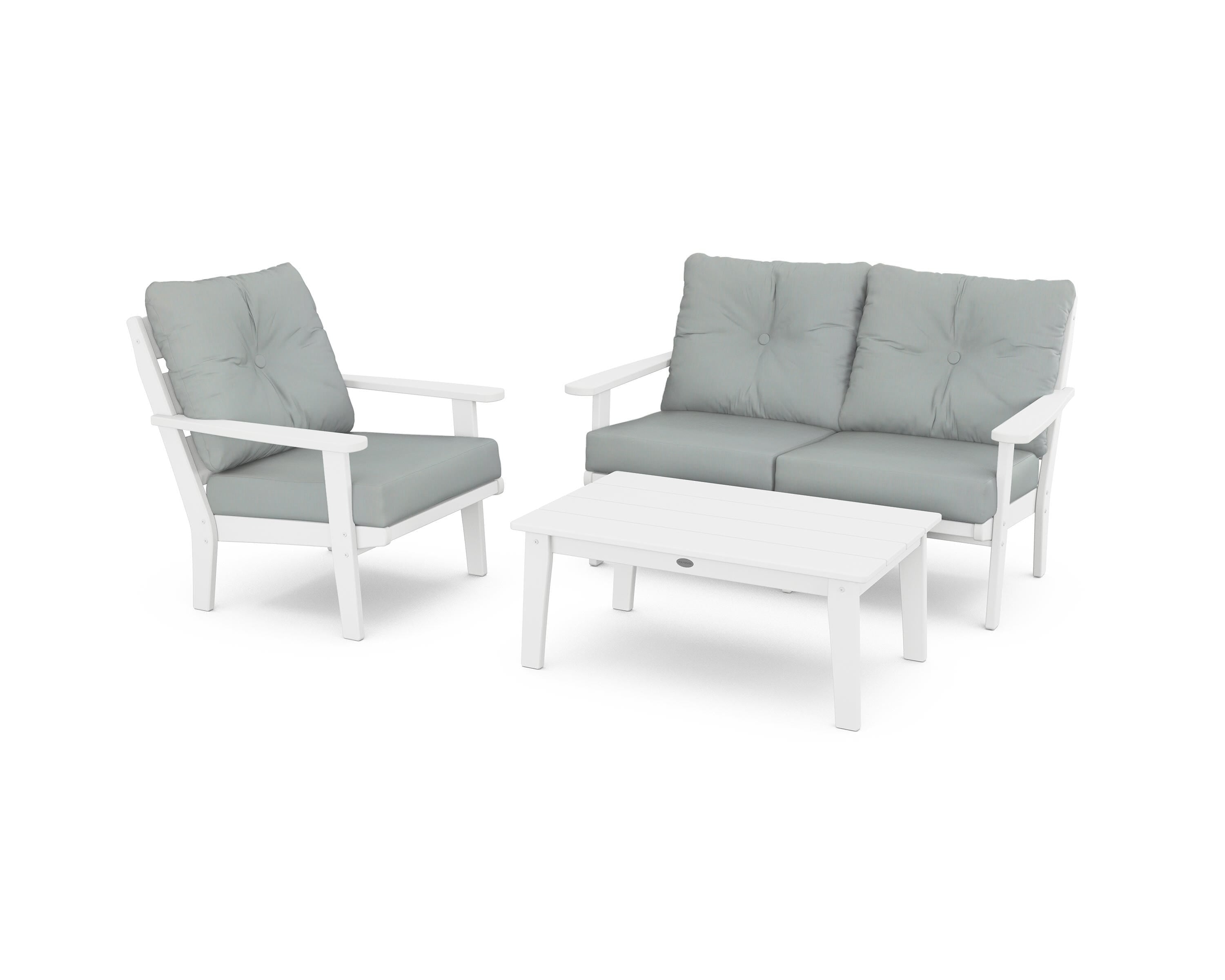 POLYWOOD® Lakeside 3-Piece Deep Seating Set in White / Spa