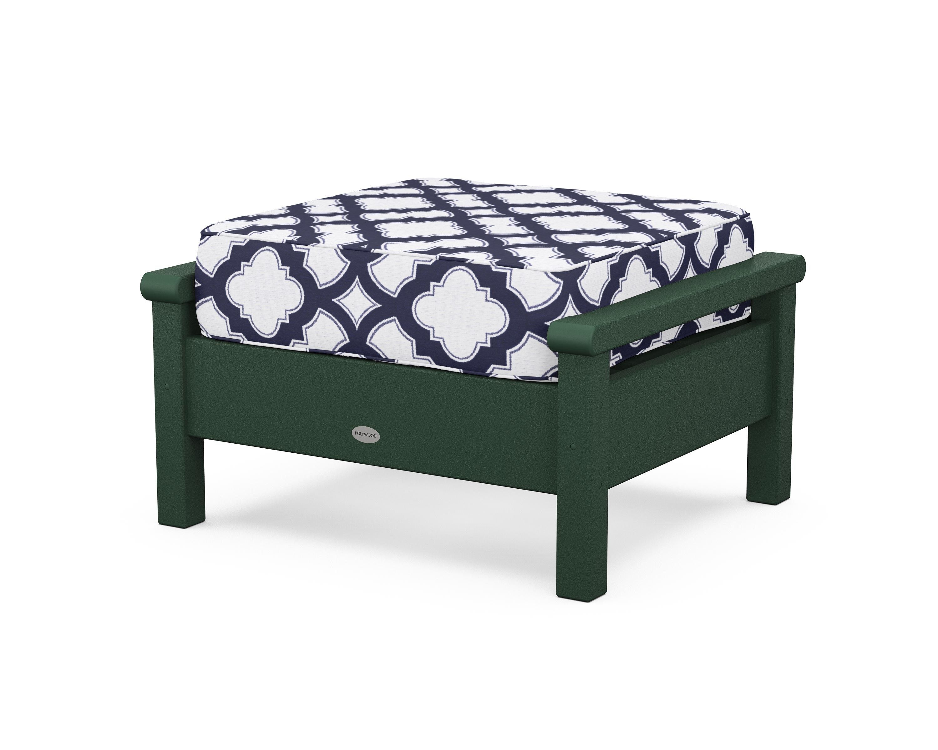 POLYWOOD® Harbour Deep Seating Ottoman in Green / Trellis Navy