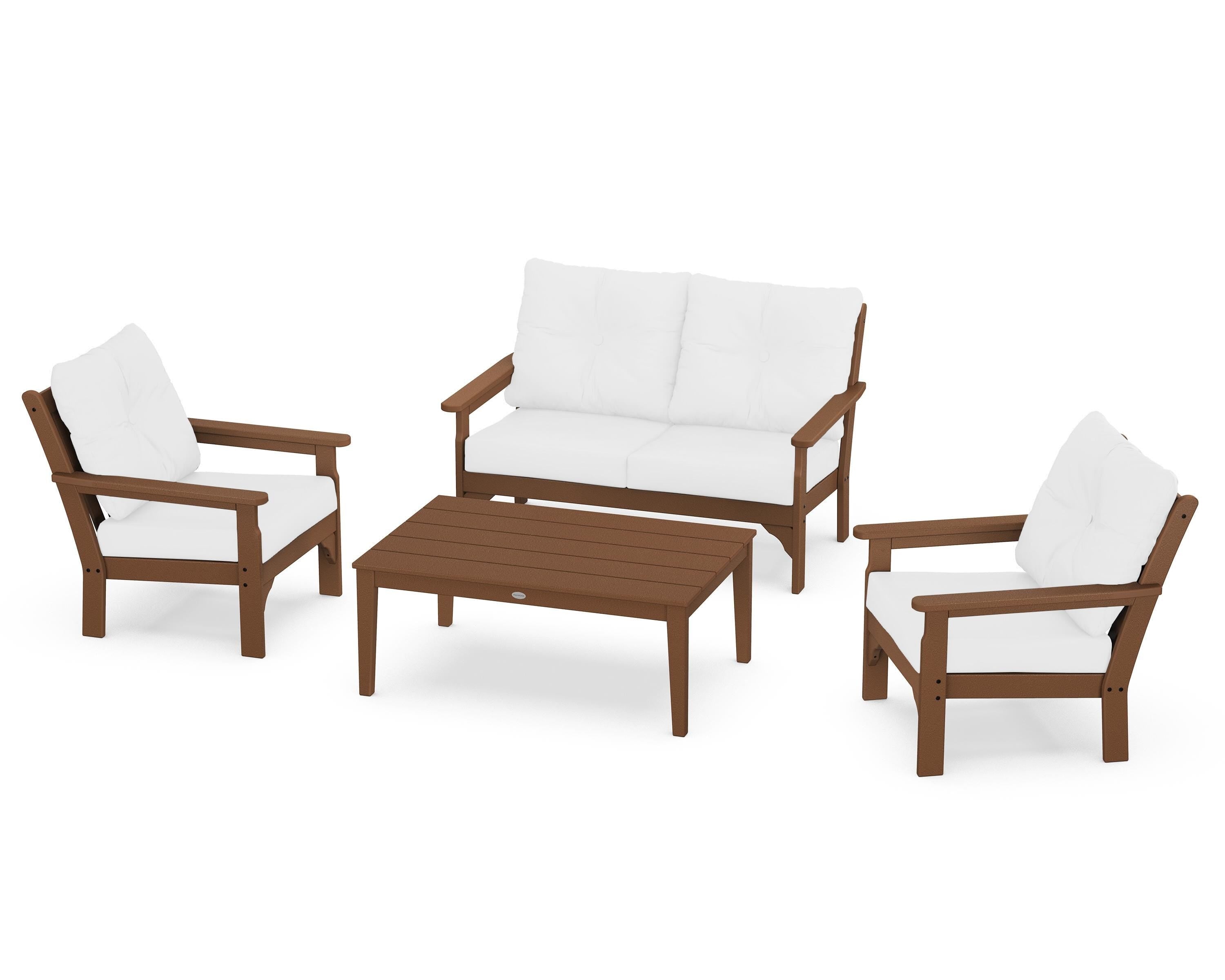 POLYWOOD® Vineyard 4-Piece Deep Seating Set in Teak / Natural