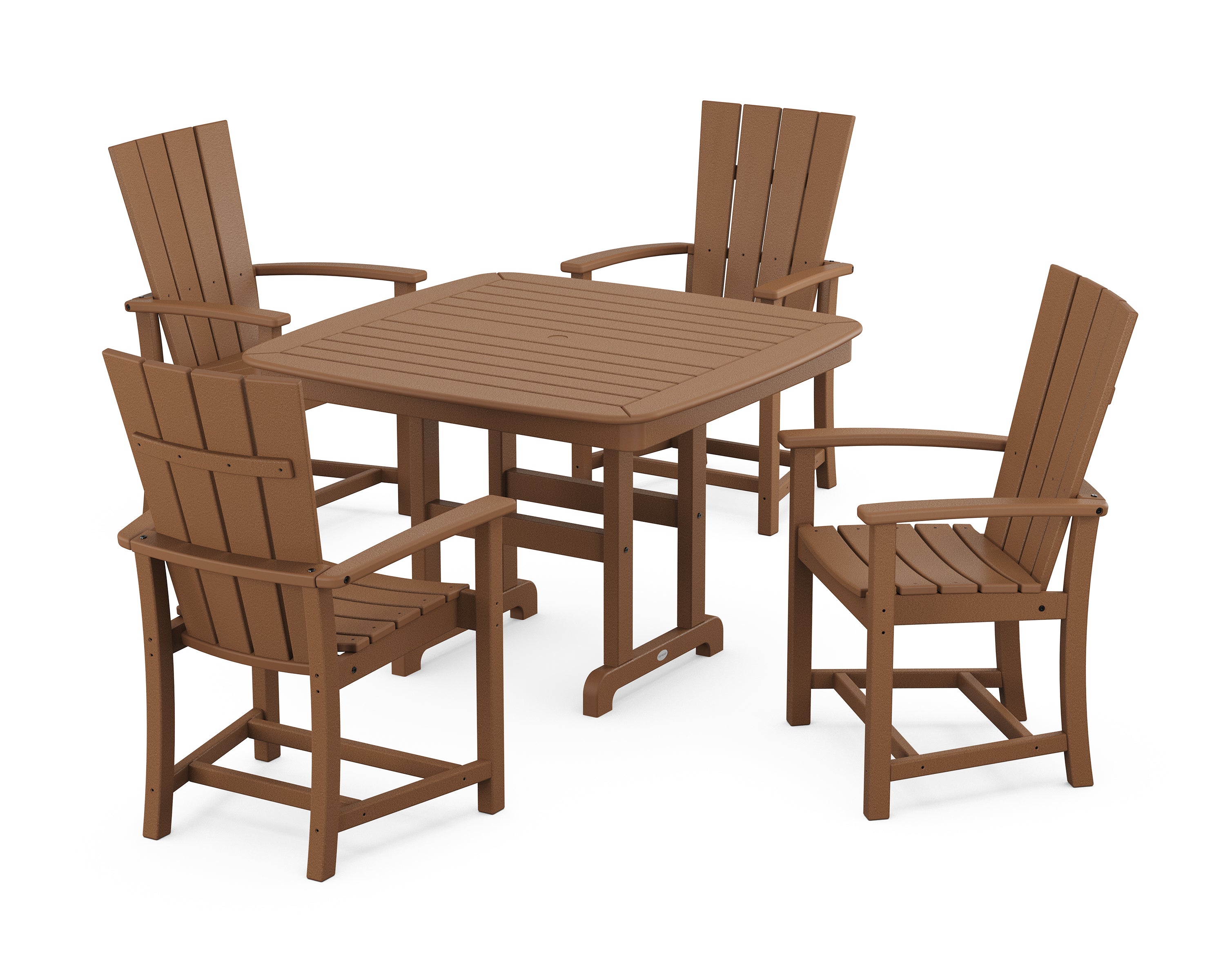 POLYWOOD® Quattro 5-Piece Dining Set with Trestle Legs in Teak