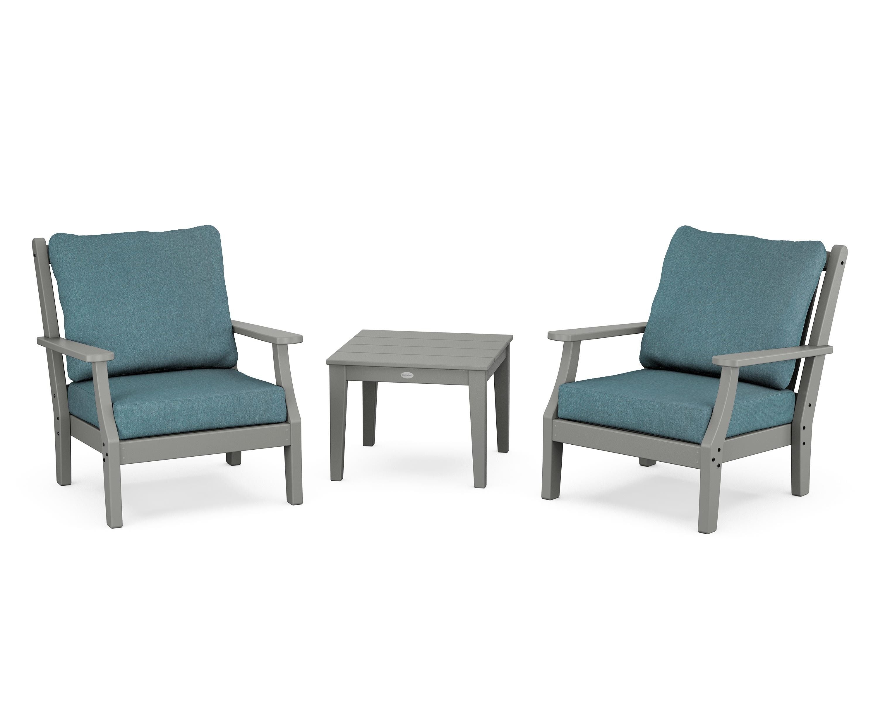 Country Living Wovendale 3-Piece Deep Seating Set in Slate Grey / Ocean Teal