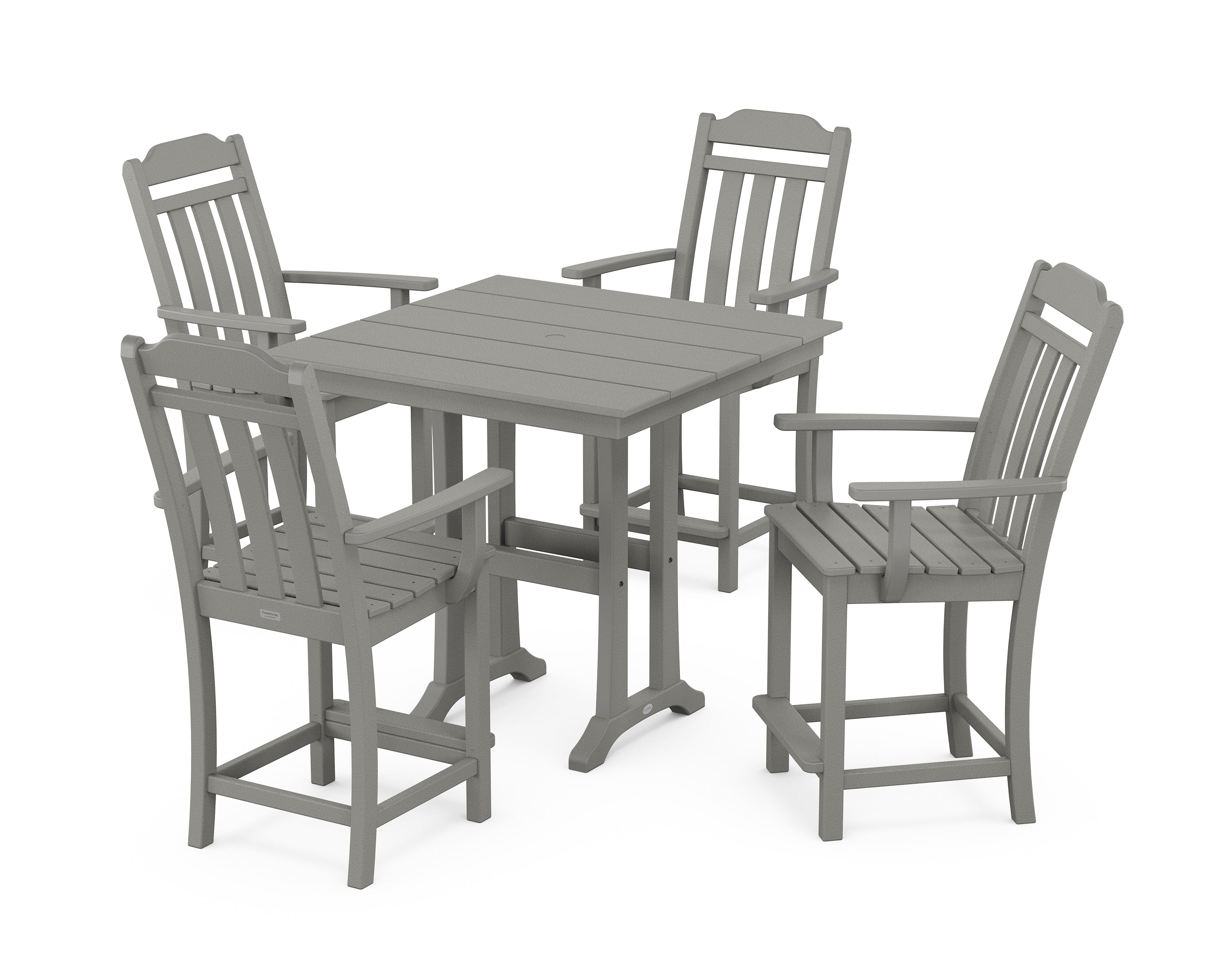 Country Living Cottage 5-Piece Farmhouse Counter Set with Trestle Legs in Slate Grey