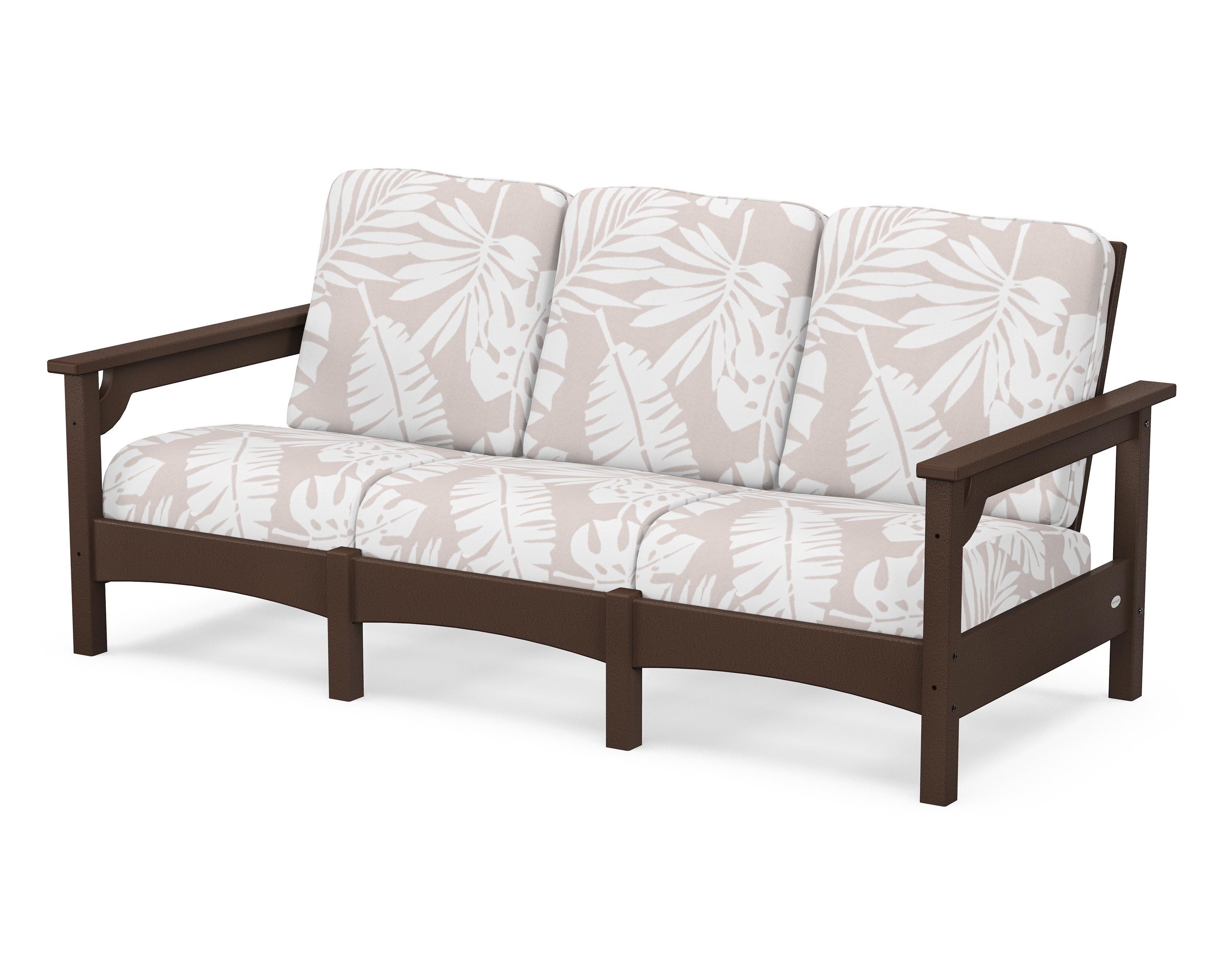 POLYWOOD® Club Sofa in Mahogany / Leaf Dune Burlap