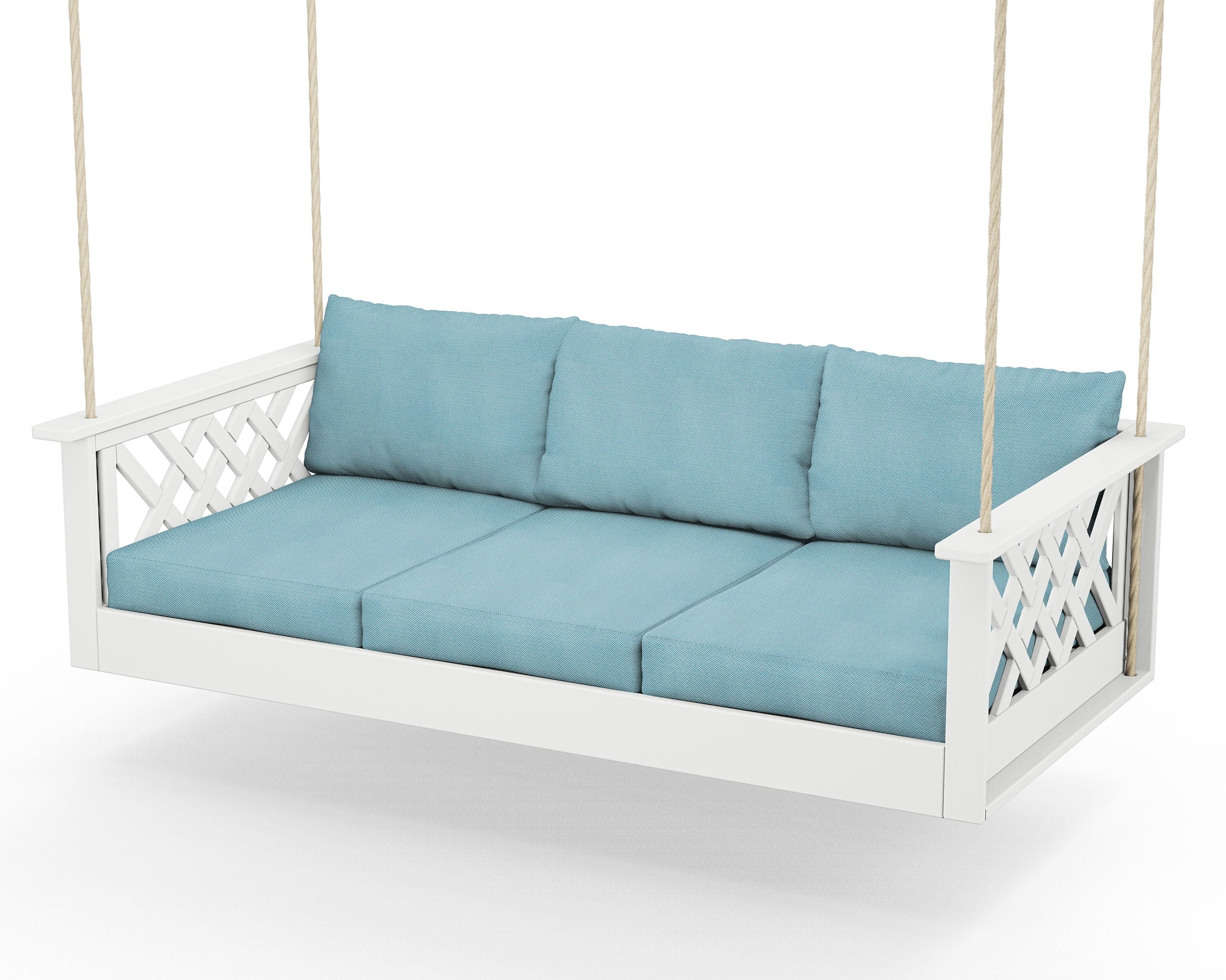 Country Living Wovendale Daybed Swing in White / Lattice Sky Blue