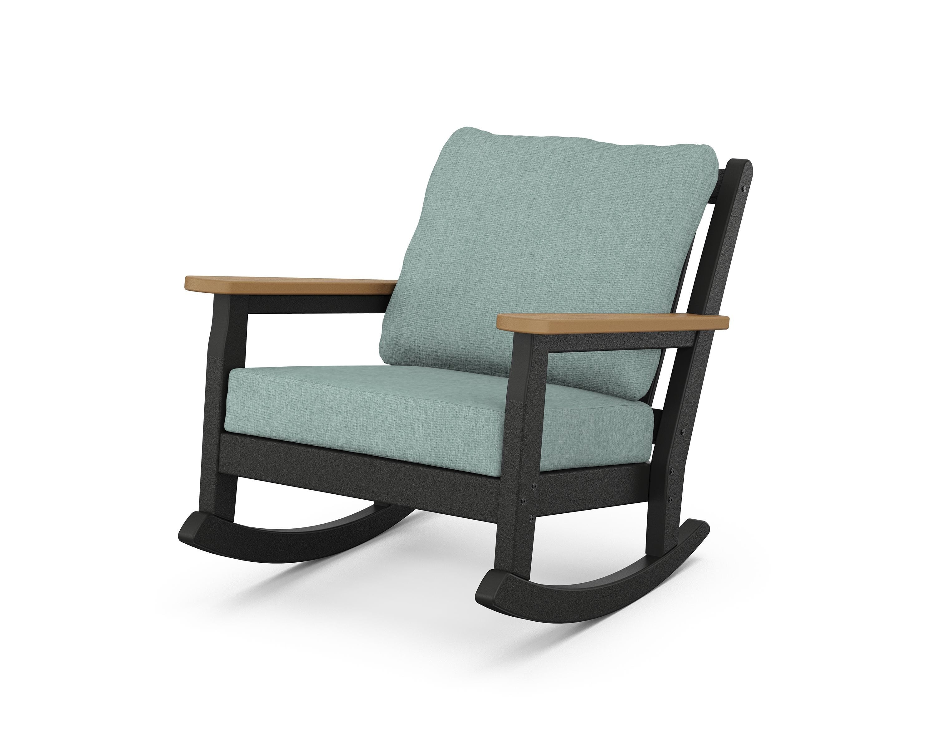 POLYWOOD® Chippendale Deep Seating Rocking Chair in Black / Natural / Glacier Spa