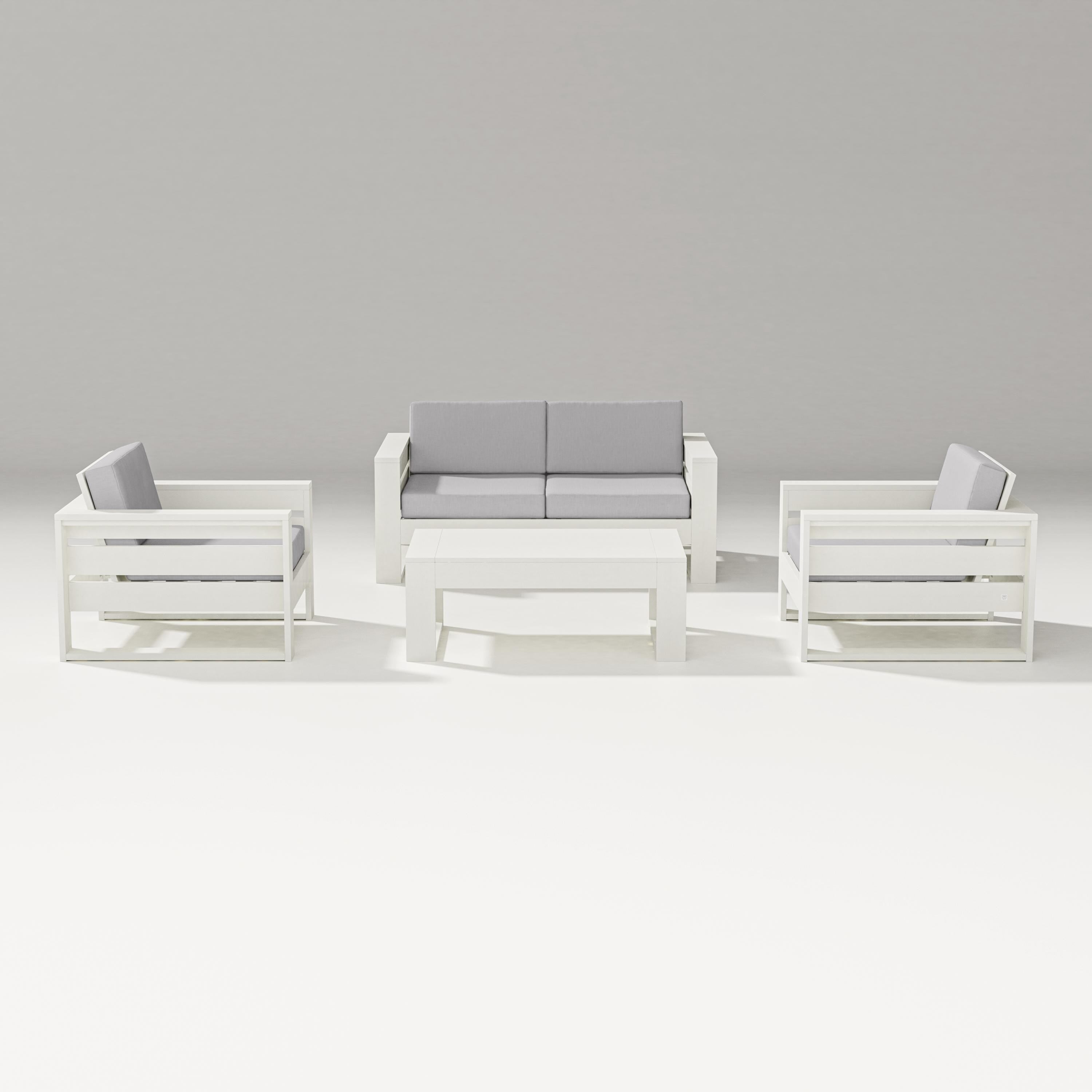 PW Designer Series Latitude 4-Piece Lounge Loveseat Set in Vintage White / Granite